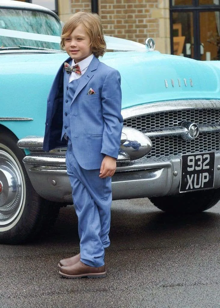 Cavani Boy's Blue Jay 3 Piece Sky Blue Slim Fit Suit