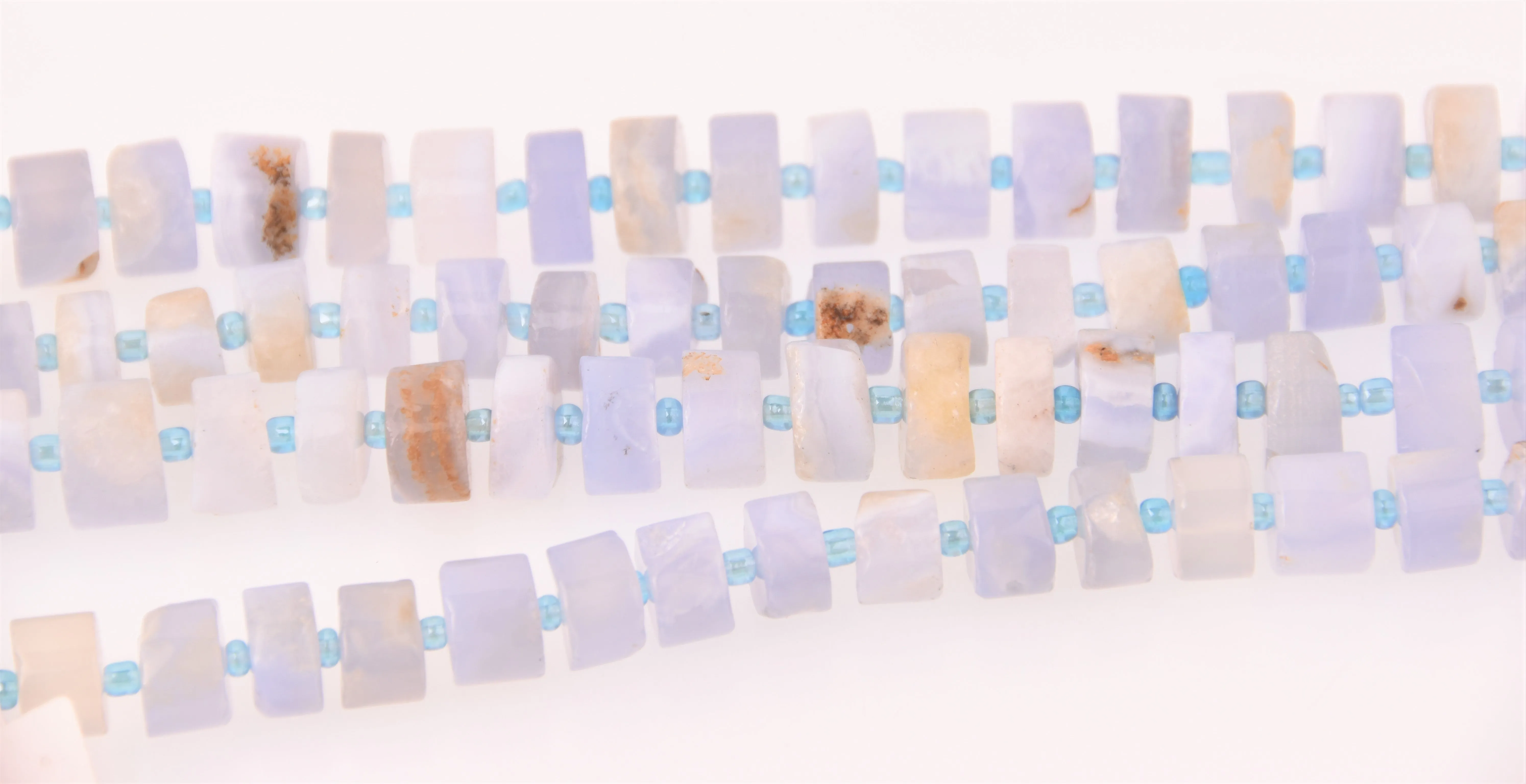 Chalcedony Blue Lace Agate Half Strand, 8mm Wheel Gemstone Beads, 8 long gem0843