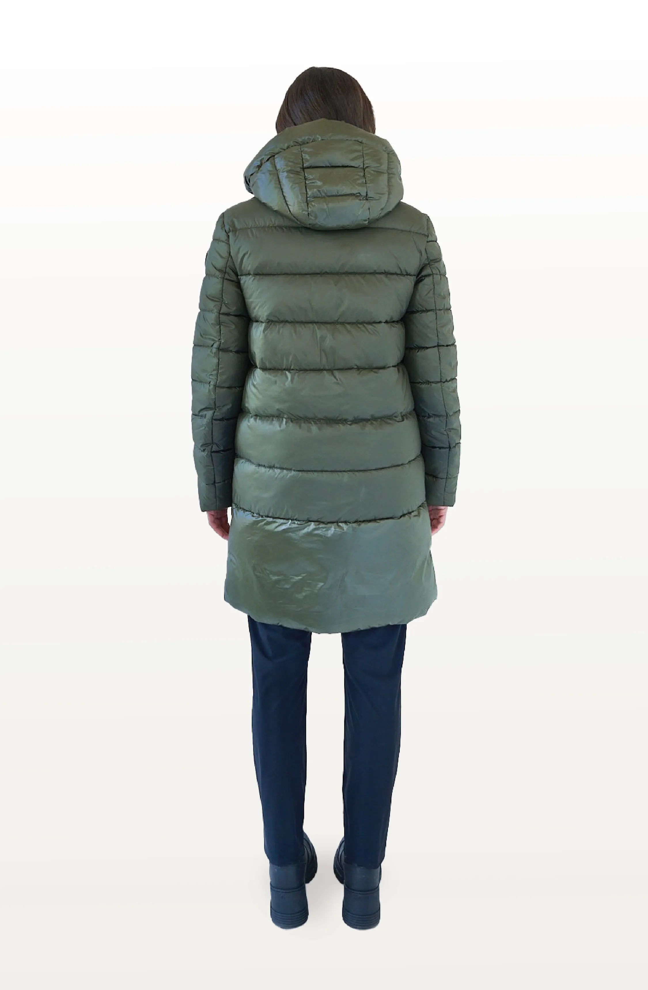 Chepstow Recycled Vegan Long Puffer Jacket | Olive Green