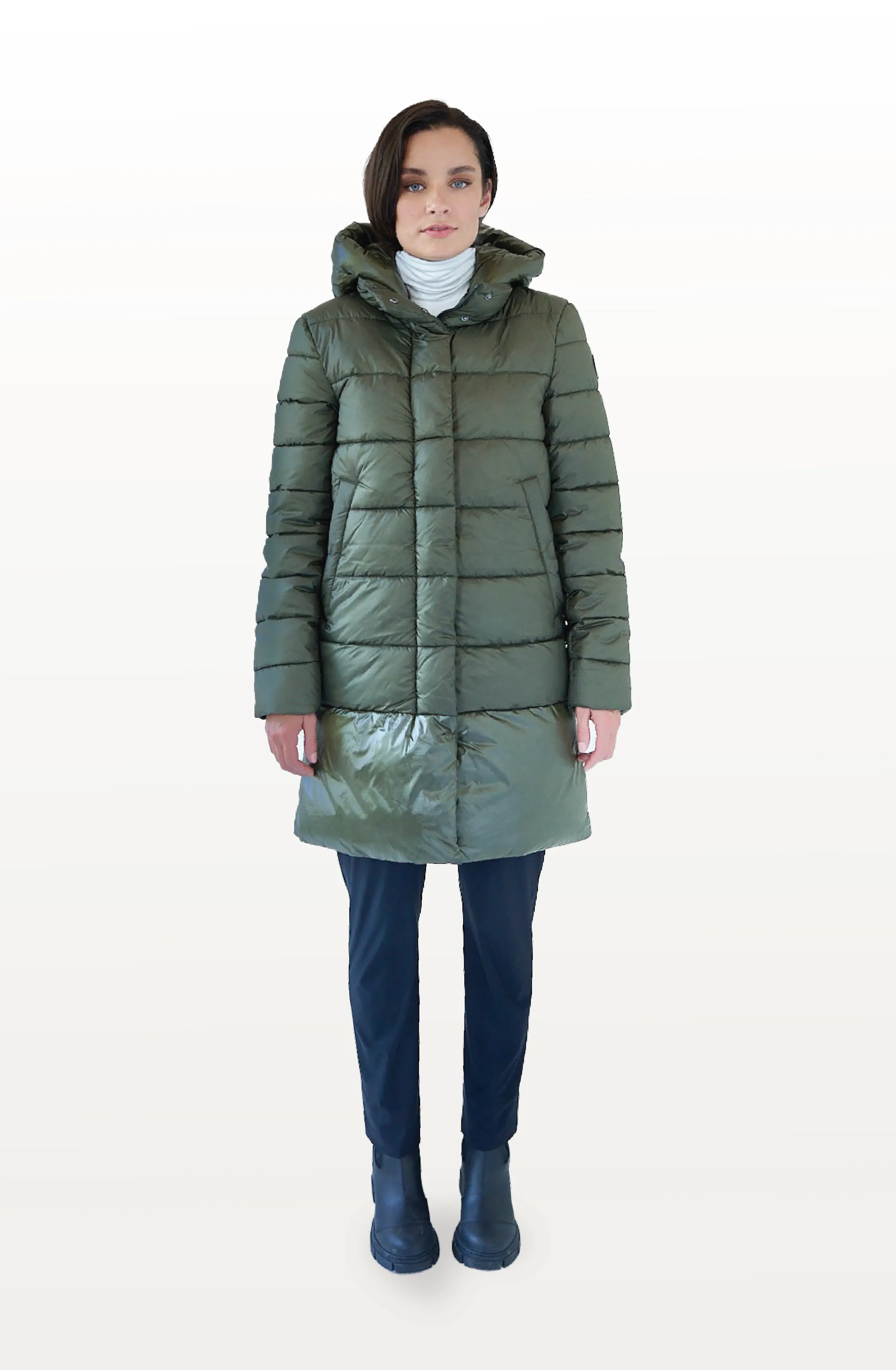 Chepstow Recycled Vegan Long Puffer Jacket | Olive Green