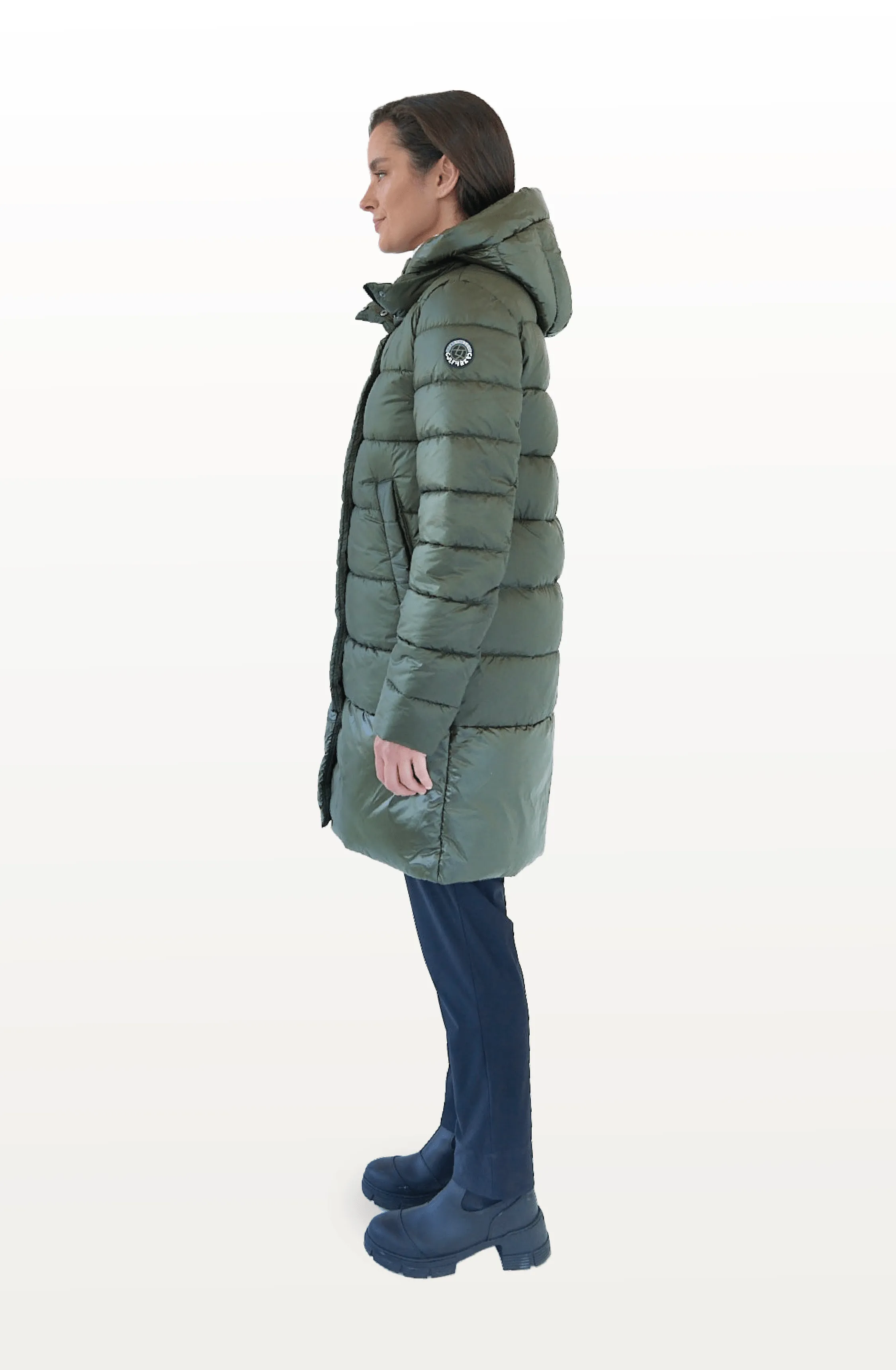 Chepstow Recycled Vegan Long Puffer Jacket | Olive Green