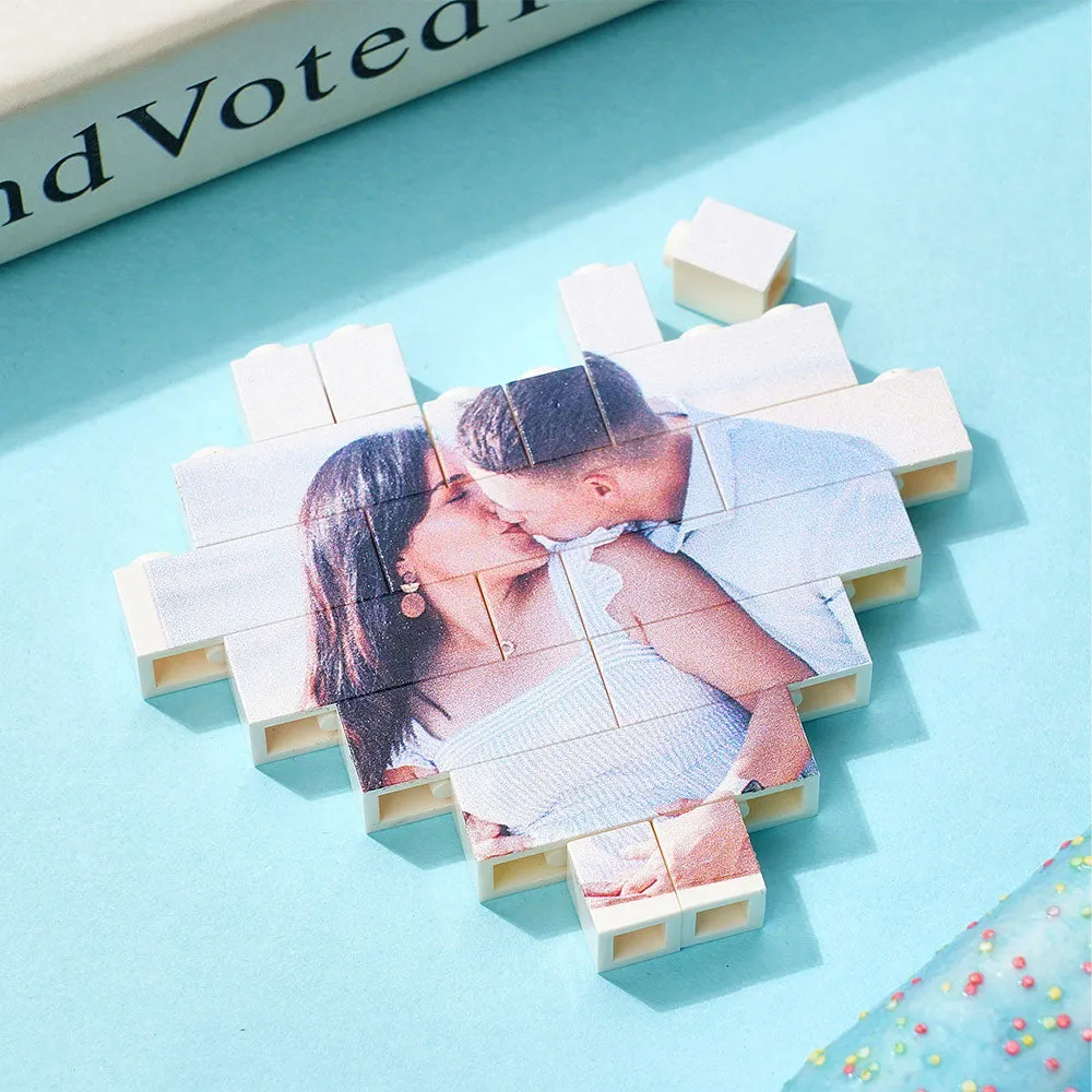 Christmas Gifts Custom Building Brick Personalised Photo Block Heart Shaped