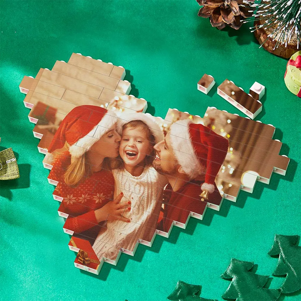 Christmas Gifts Custom Building Brick Personalised Photo Block Heart Shaped