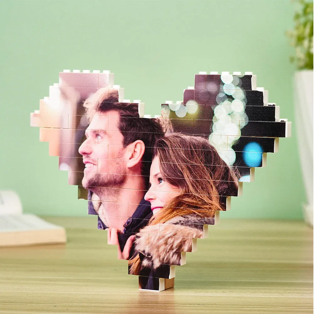 Christmas Gifts Custom Building Brick Personalised Photo Block Heart Shaped