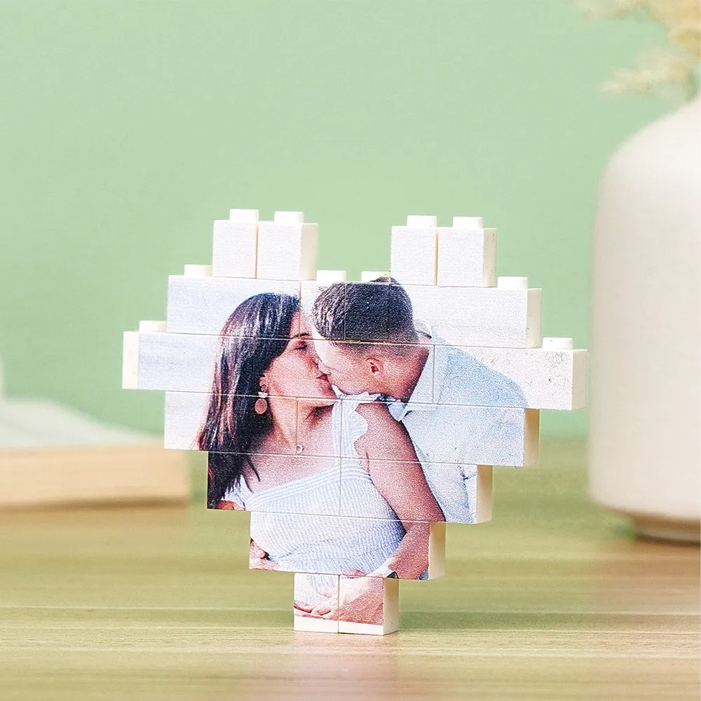 Christmas Gifts Custom Building Brick Personalised Photo Block Heart Shaped