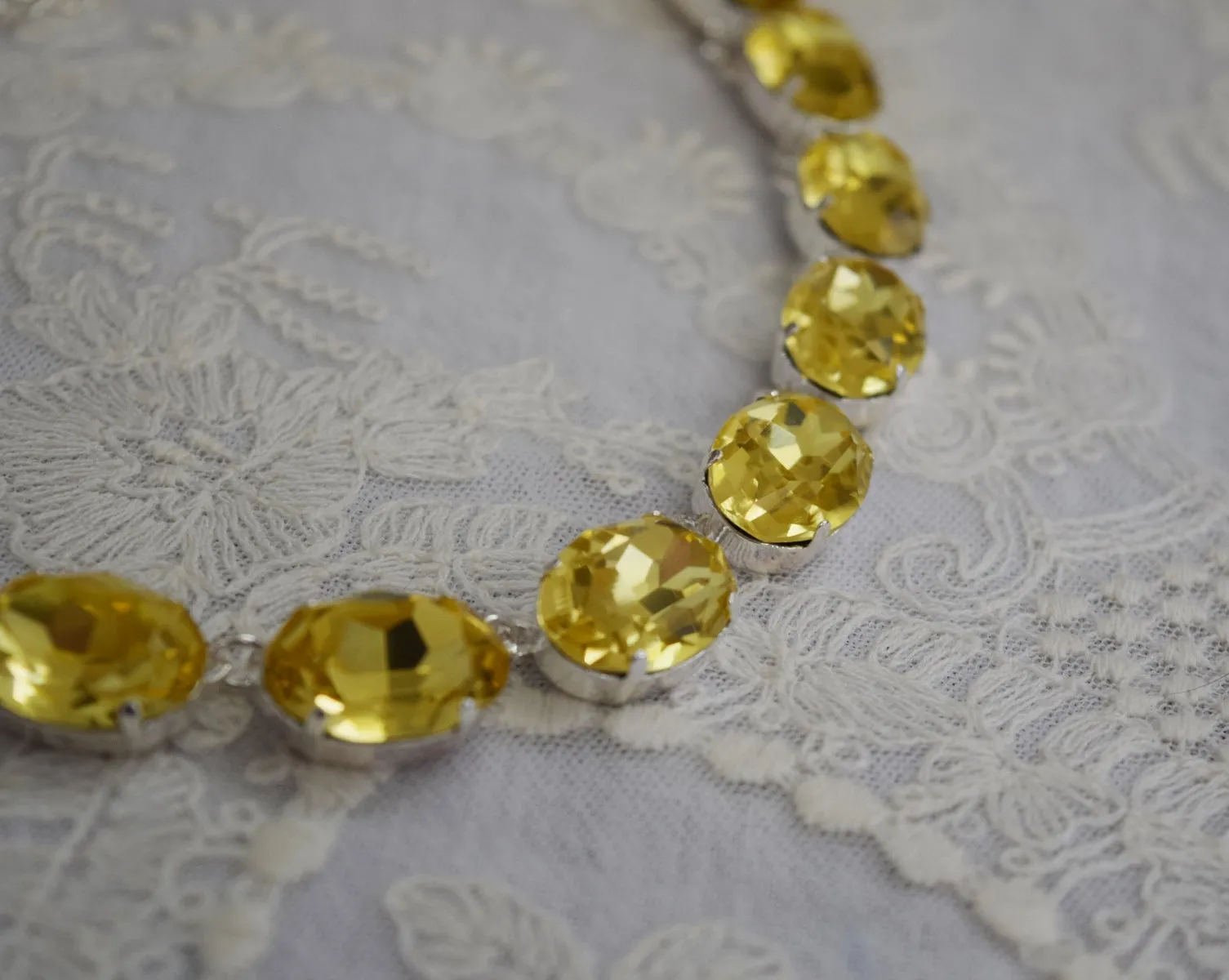 Citrine Yellow Aurora Collette Necklace - Large Oval