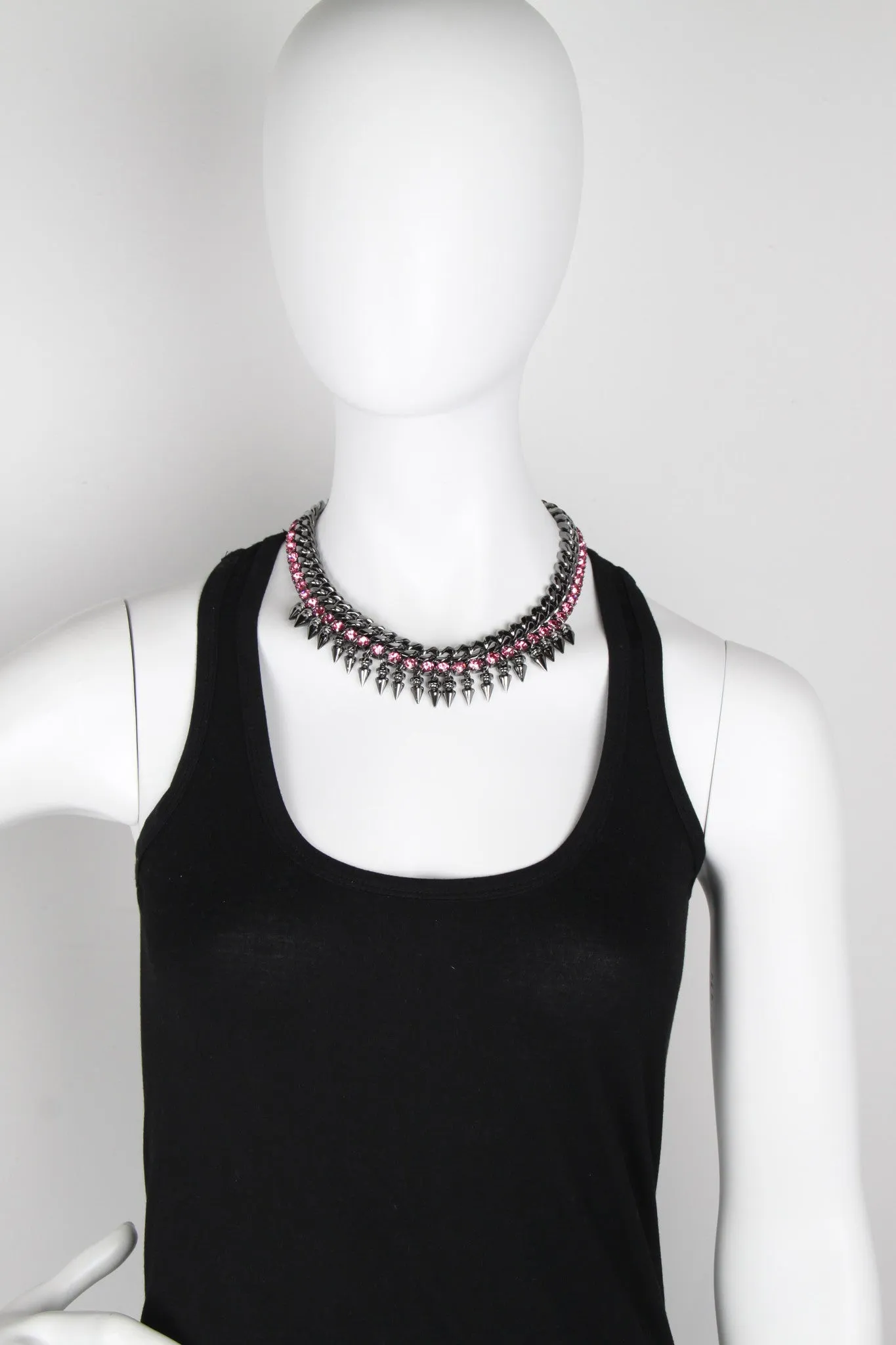 Classic Spike Necklace, Hematite