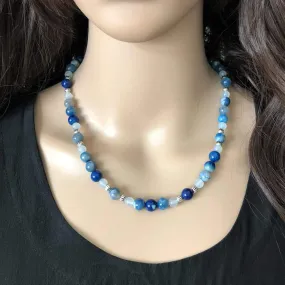 Cobalt Fire Blue Agate Necklace