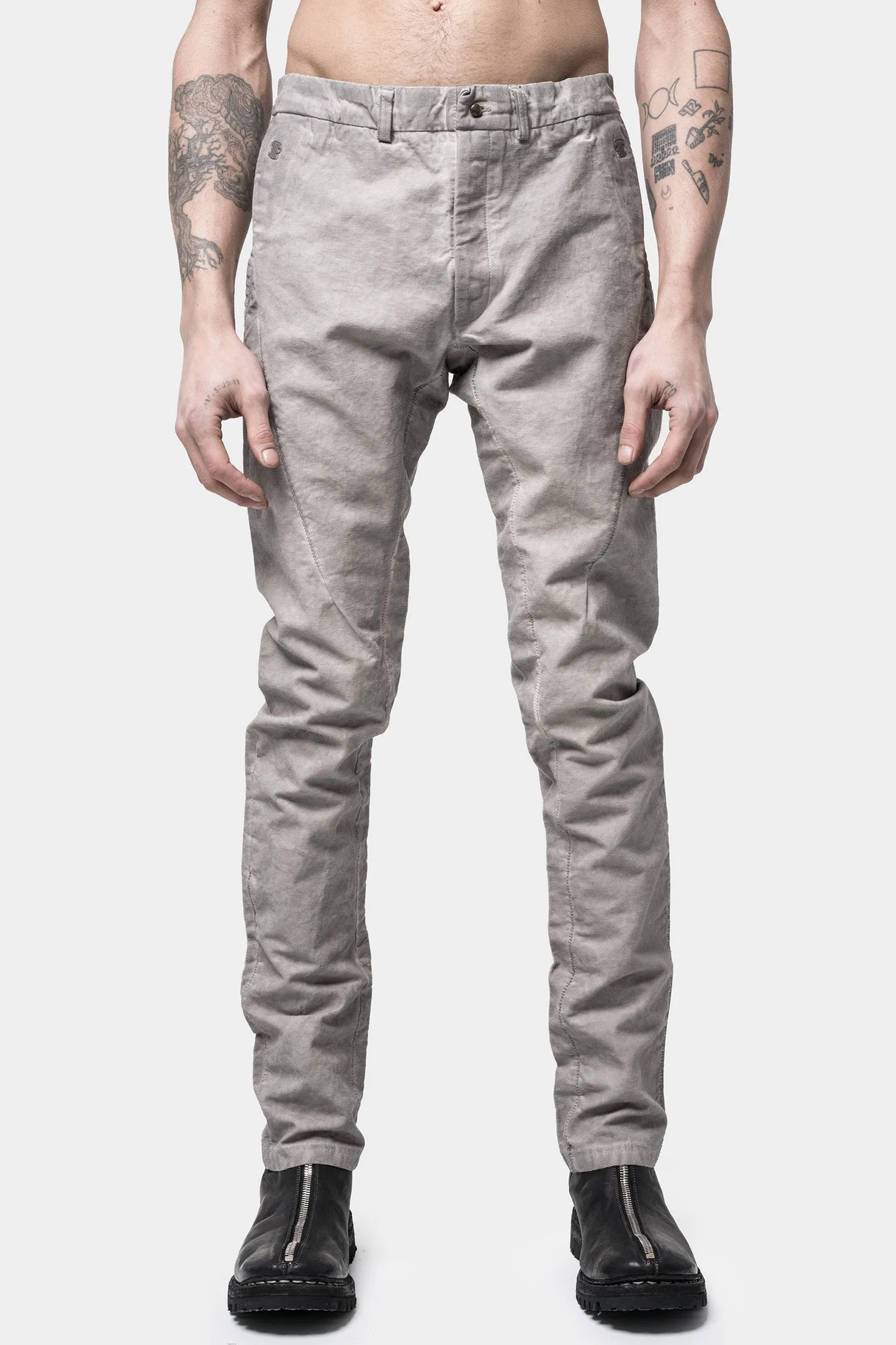 Cold dyed staple detail trousers, Alu