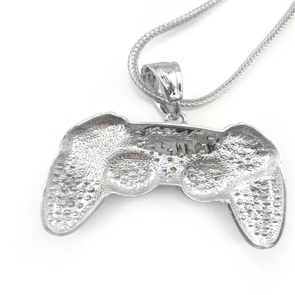 Controller Handle Crystal and Rhinestone Hip-Hop Pendant Necklace