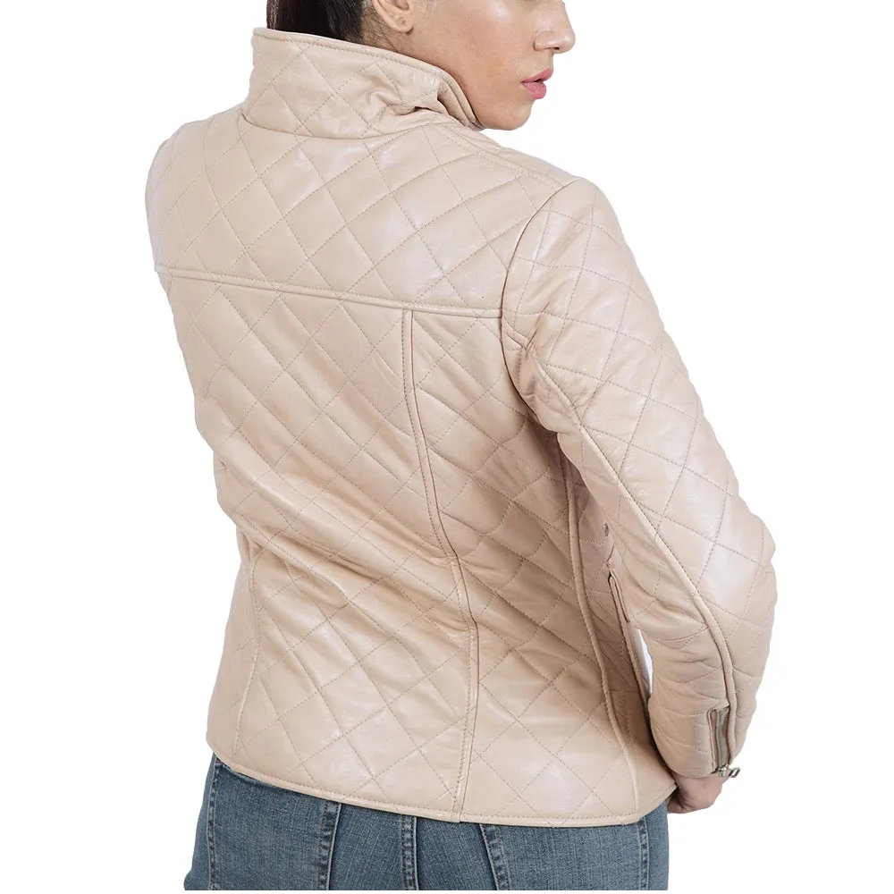 Coral Quilted Jacket With Patents