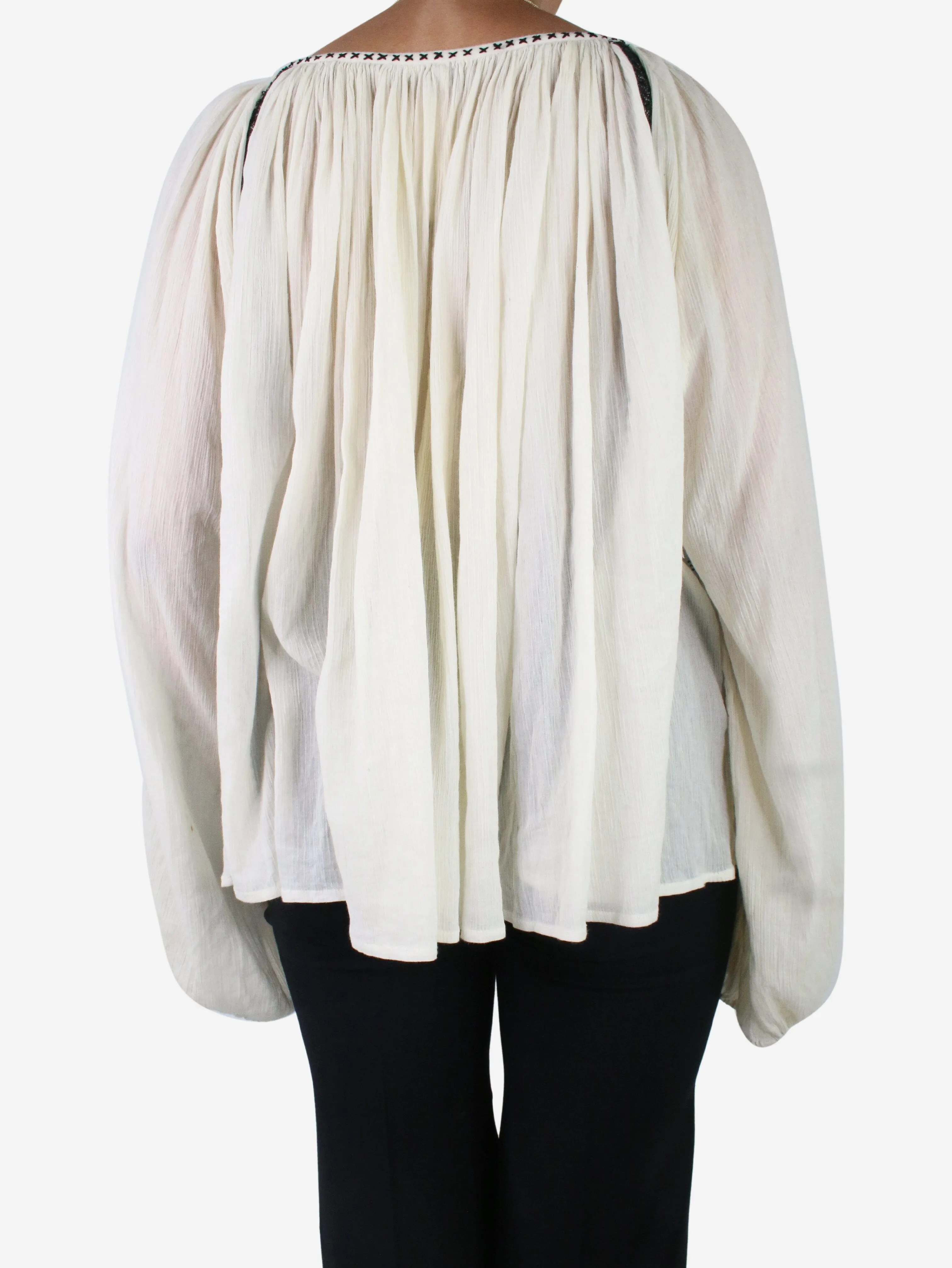 Cream embroidered oversized blouse - One Size