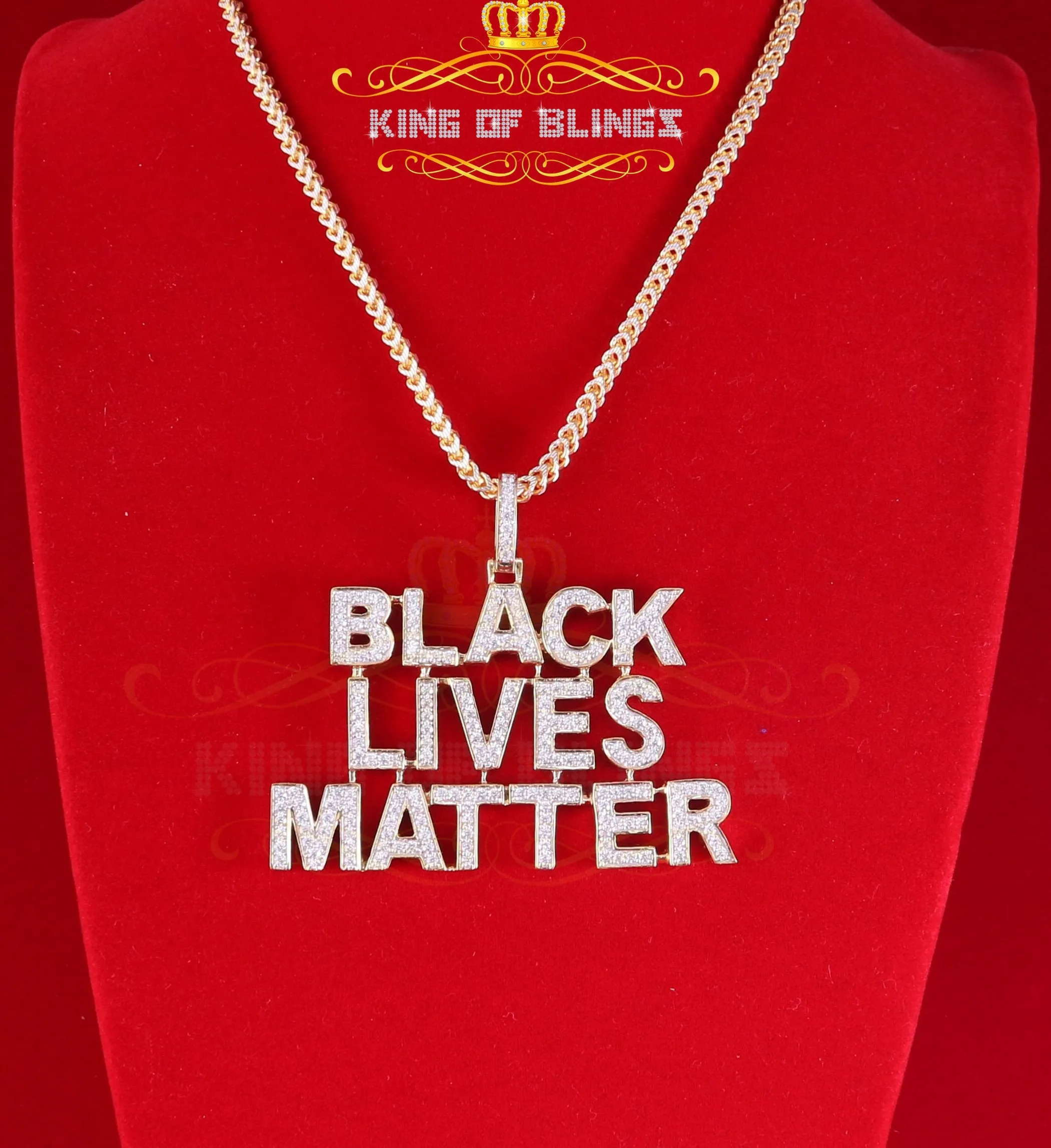 Create Your Own Custom Design in 925 Sterling Silver 2.50inch BLACK LIVES MATTER Sign Pendant Cubic Zirconia