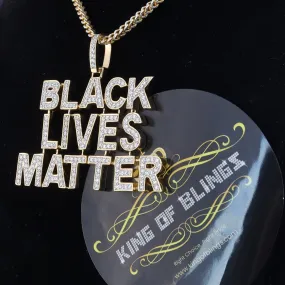 Create Your Own Custom Design in 925 Sterling Silver 2.50inch BLACK LIVES MATTER Sign Pendant Cubic Zirconia