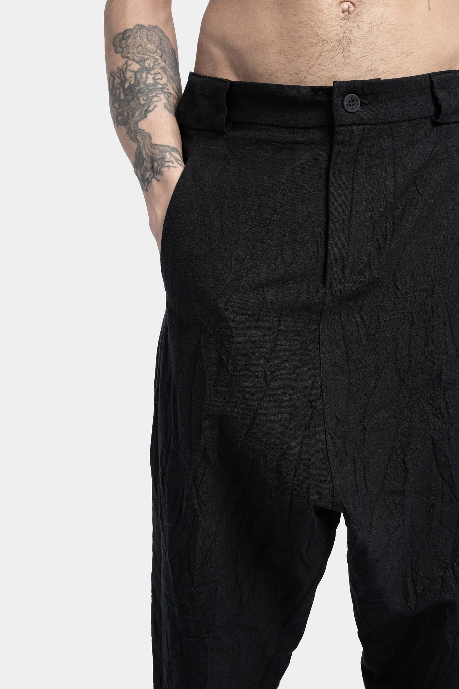 Crinkled linen blend pants