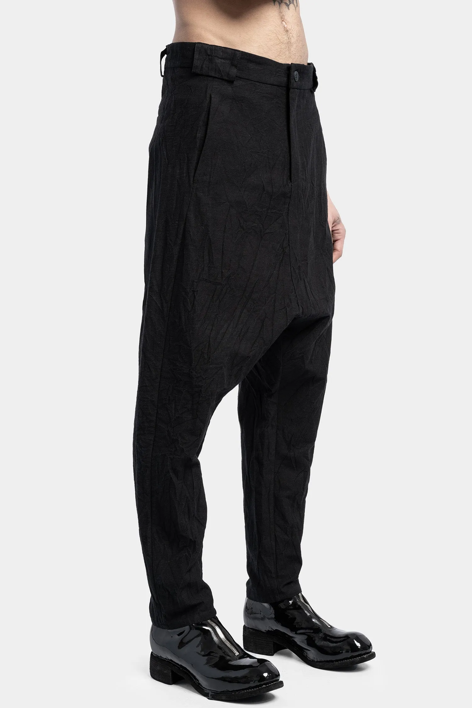 Crinkled linen blend pants