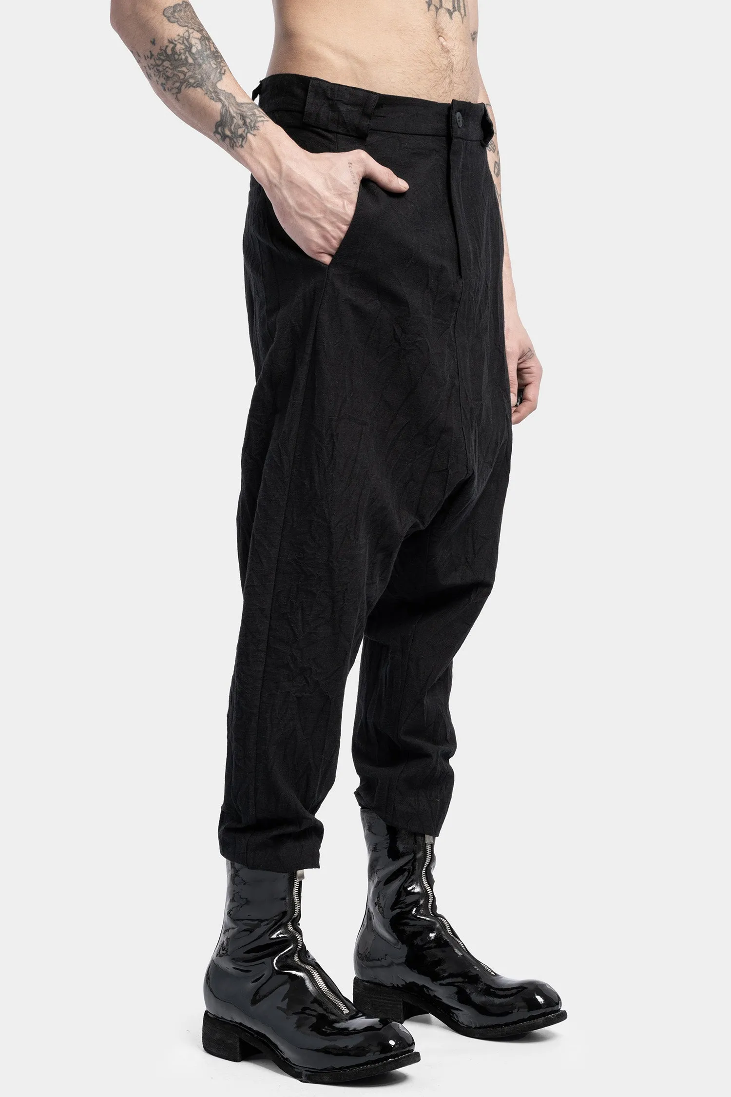 Crinkled linen blend pants