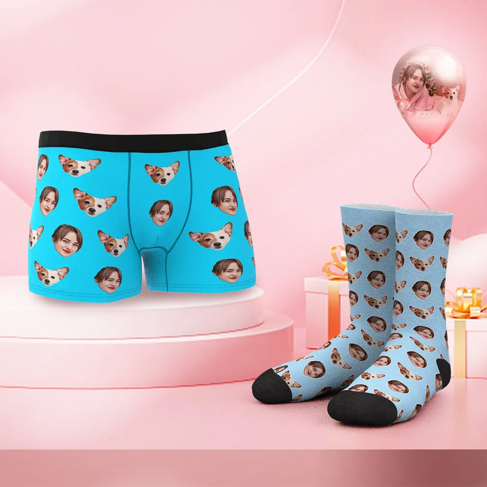 Custom Face Boxer Shorts And Socks Set YOU AND ME