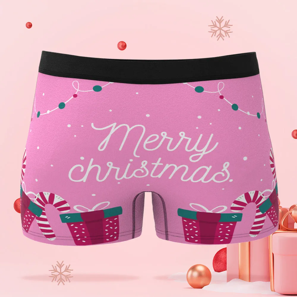 Custom Face Christmas Boxer Briefs Santa is Here Personalised Funny Christmas Gift