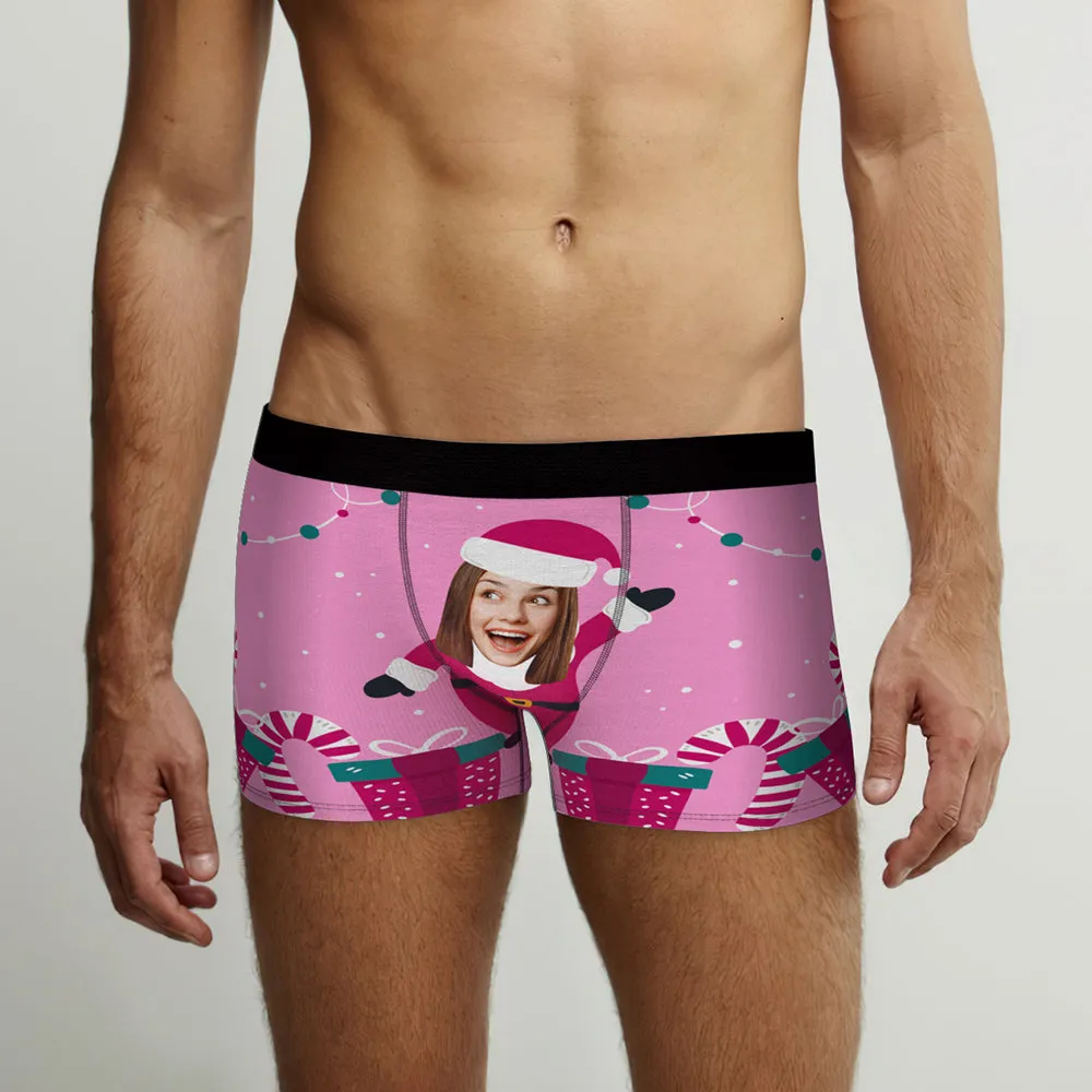 Custom Face Christmas Boxer Briefs Santa is Here Personalised Funny Christmas Gift