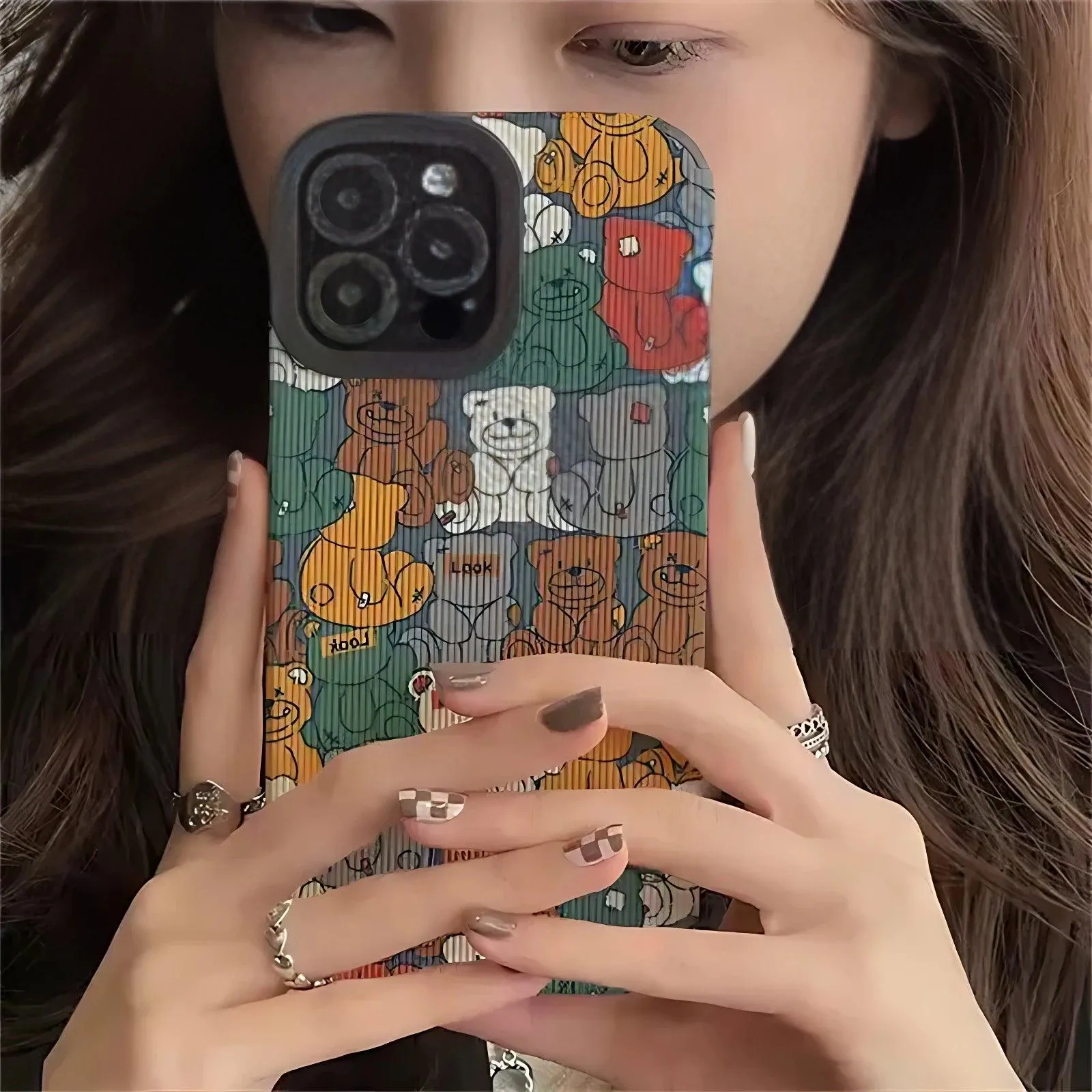 Cute Cartoon Colored Bears Phone Case for iPhone 6, SE, 7, 8, X, XR, XS, 11, 12, 13, 14, Pro Max, and Mini - Protective Cover