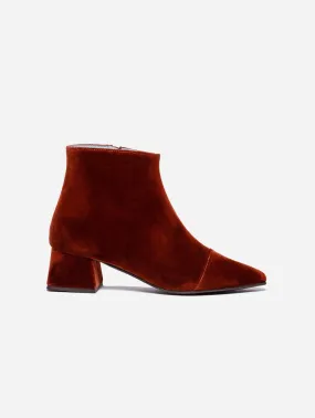 Dahlia Vegan Velvet Ankle Boots | Rust