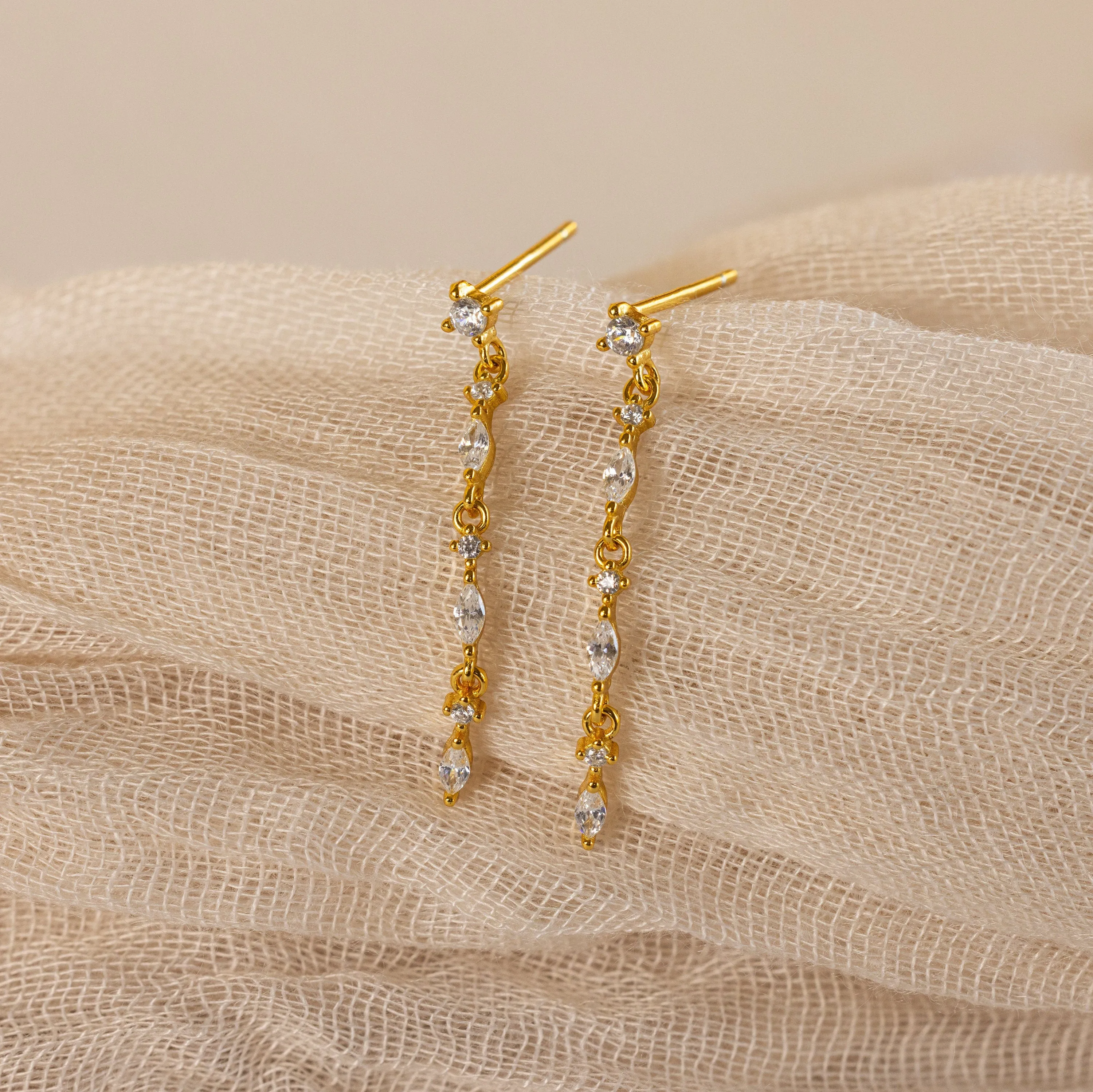 Dainty Diamond Drop Earrings