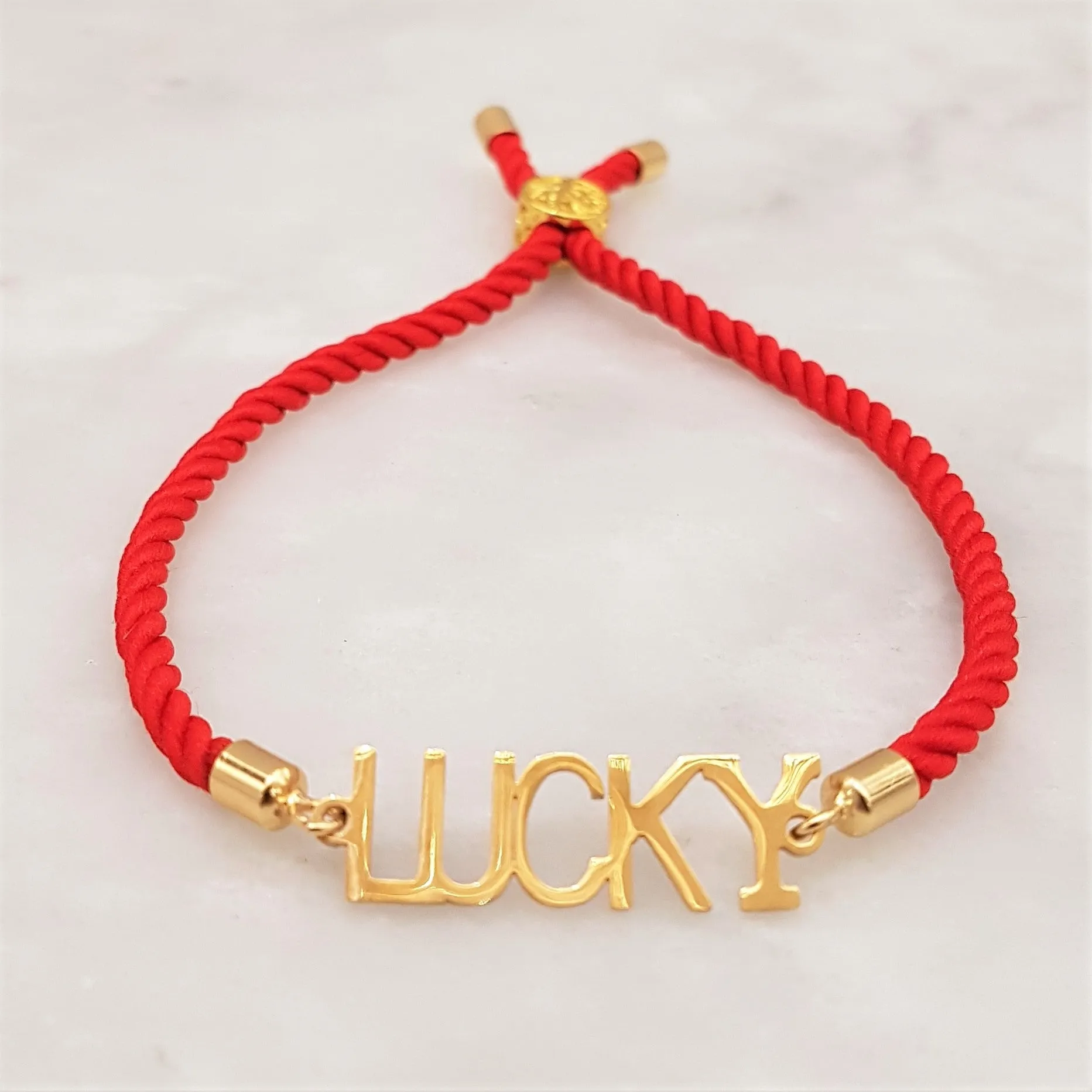 Dani Lucky Red Corded Slider Bracelet