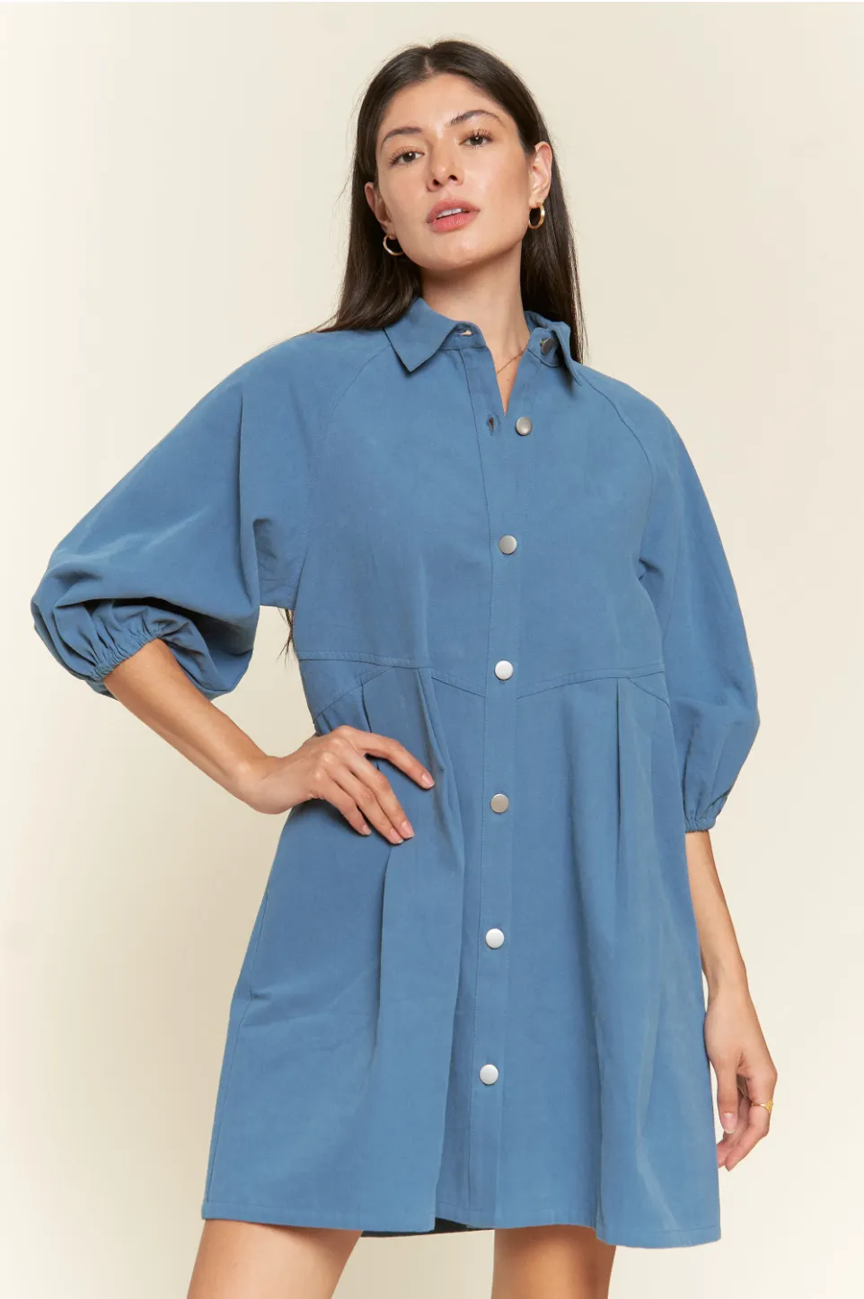 Denim - Puff Sleeve Mini Dress