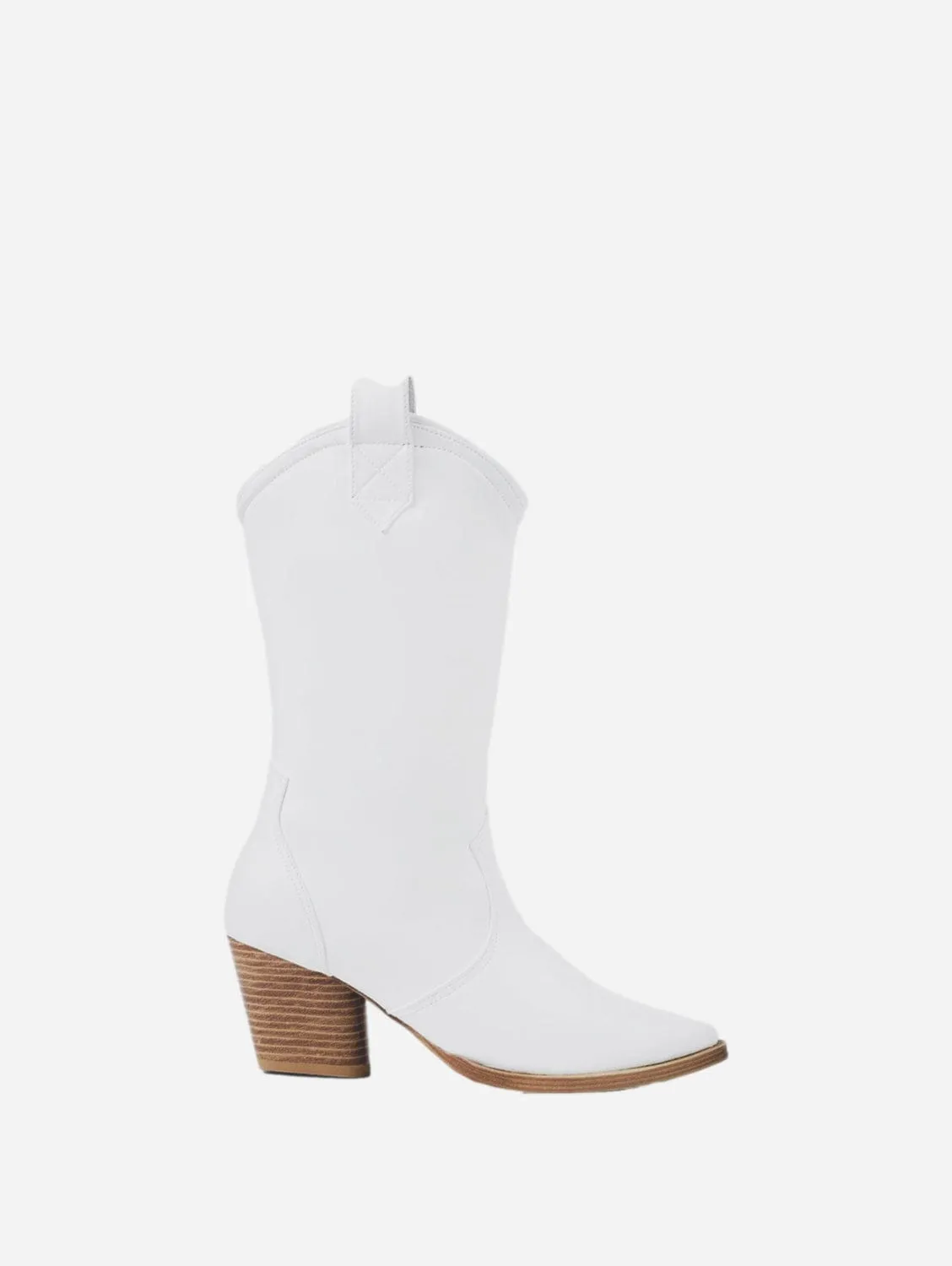 Desserto Vegan Leather Heeled Cowboy Boots | White Nopal