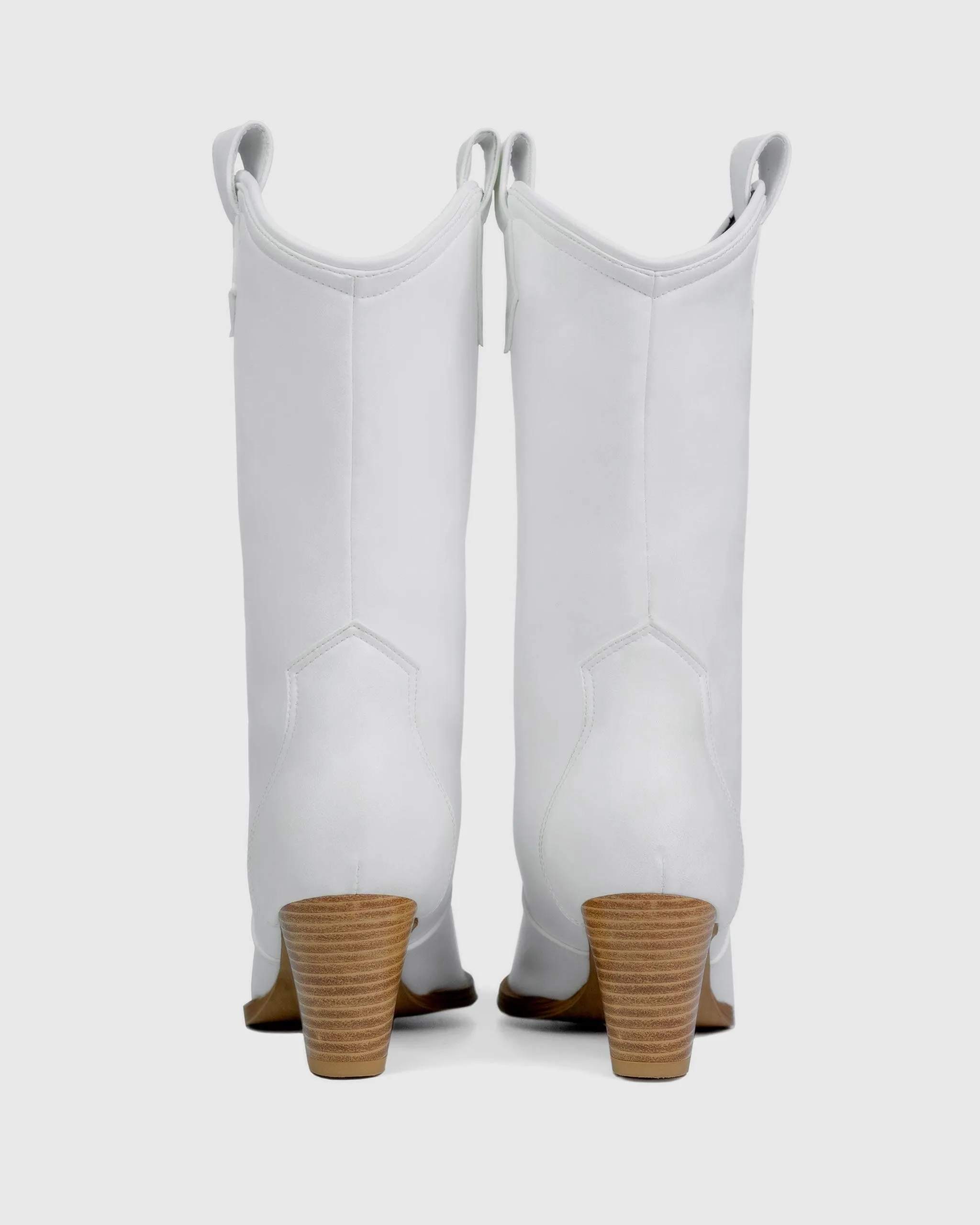 Desserto Vegan Leather Heeled Cowboy Boots | White Nopal