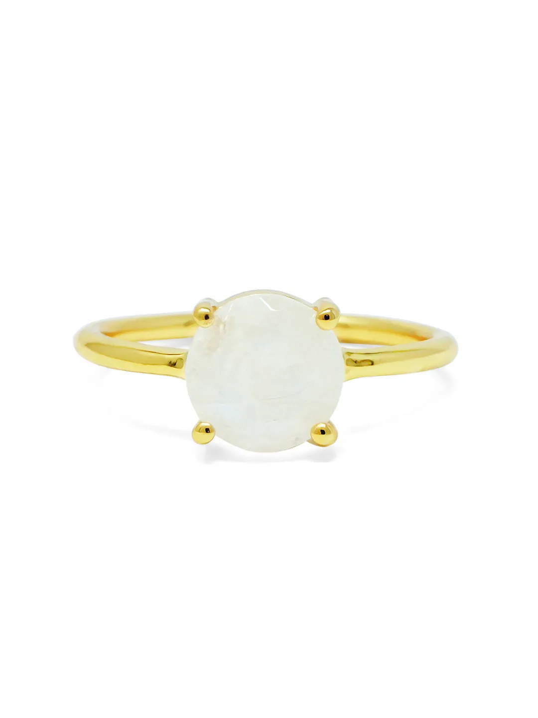 Divine Moon Stone Gold Plated Sterling Silver Classic Ring