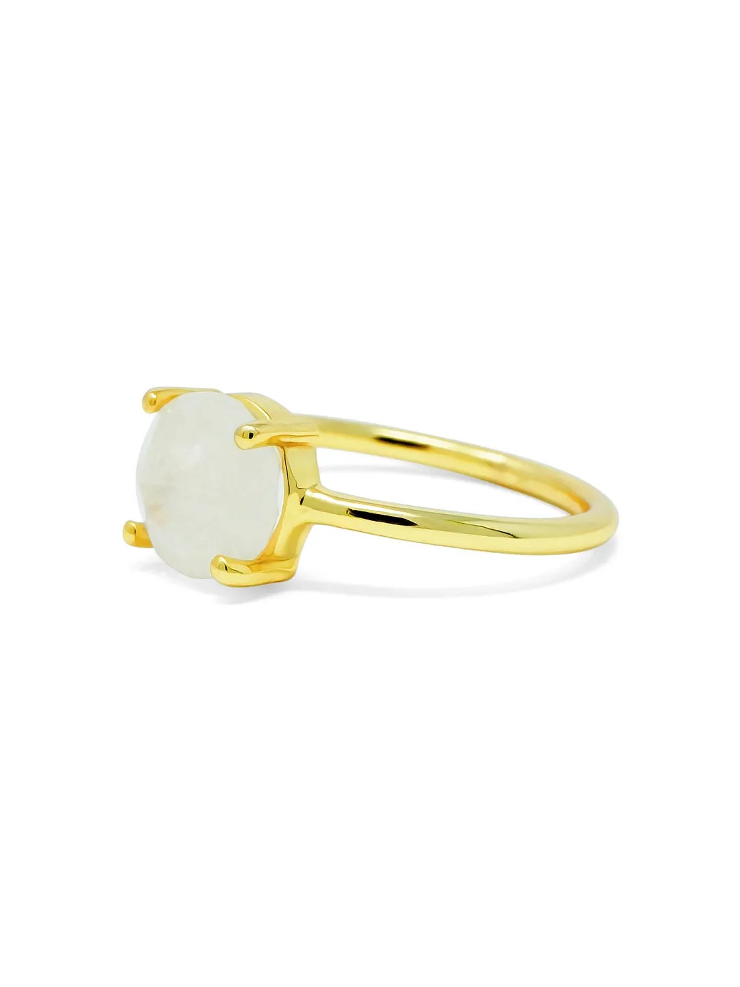 Divine Moon Stone Gold Plated Sterling Silver Classic Ring