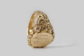 Edwardian Nude Maiden & Dragon Signet Ring