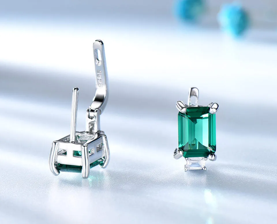 Emerald, Topaz or Morganite Gemstone 925 Sterling Silver Luxury Clip Earrings