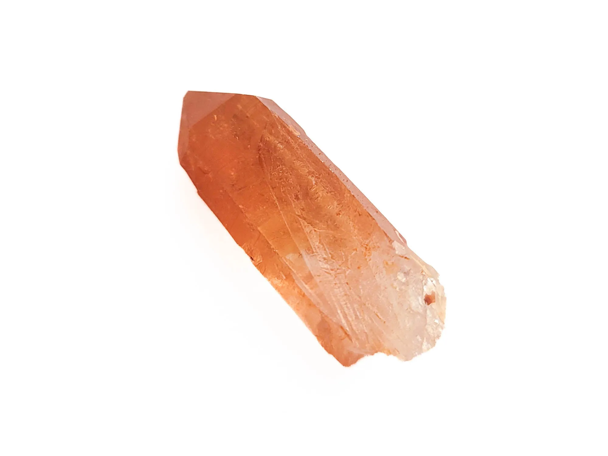 Fire Quartz Point, Iron Coated Tangerine Quartz Point