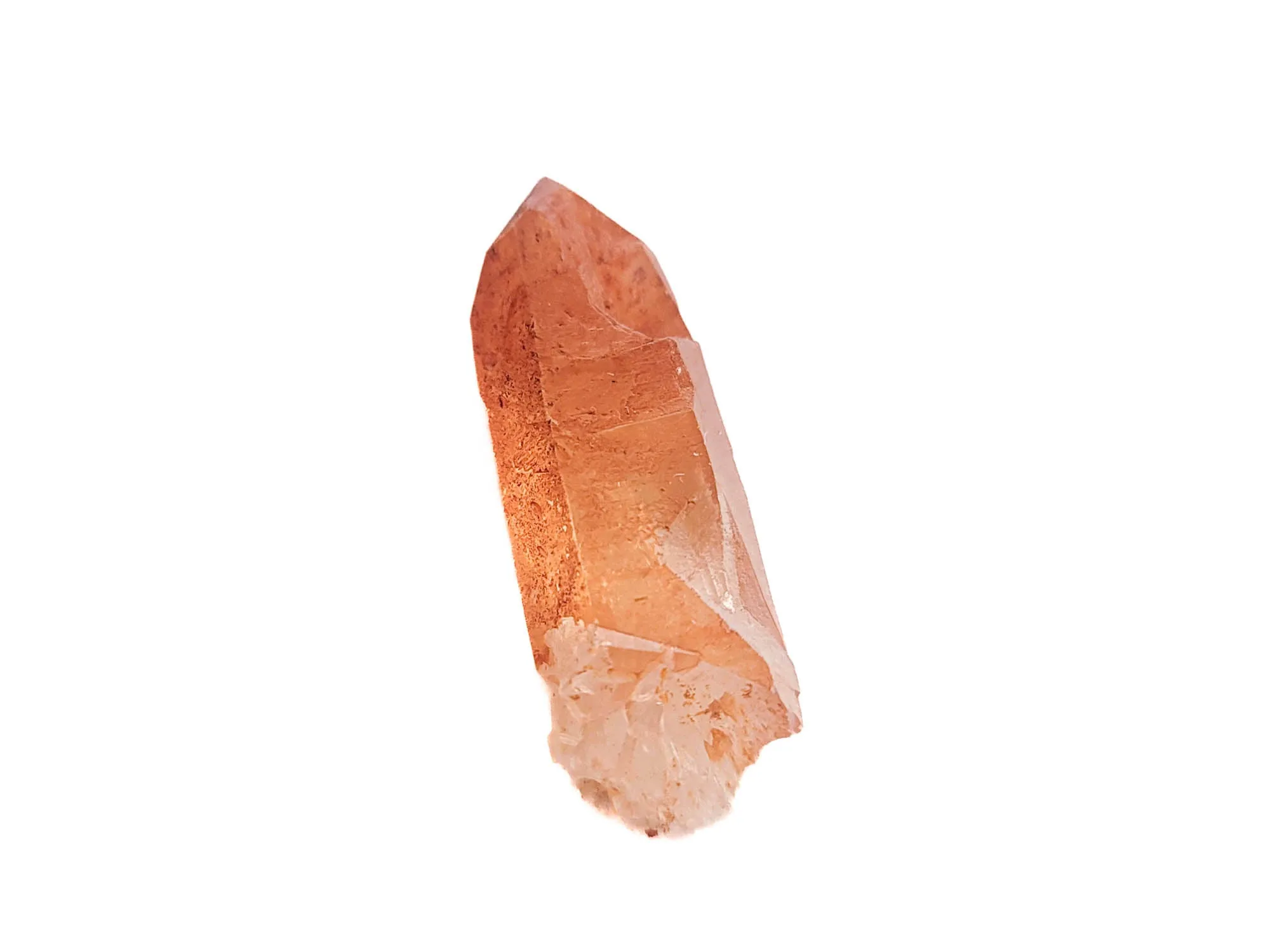 Fire Quartz Point, Iron Coated Tangerine Quartz Point