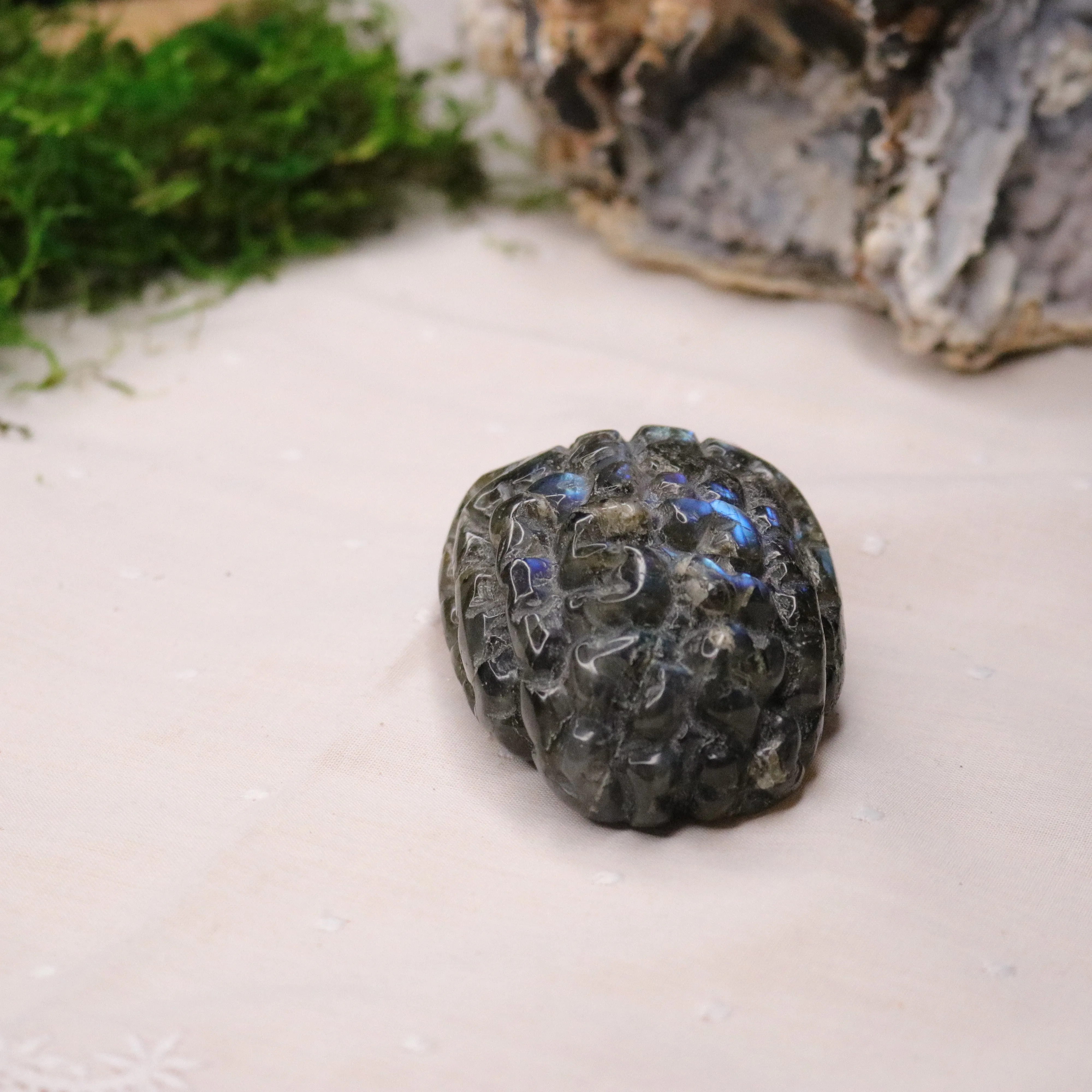 Flashy Labradorite Brain Carving ~ Very Unique for Meditation and Third Eye Activations