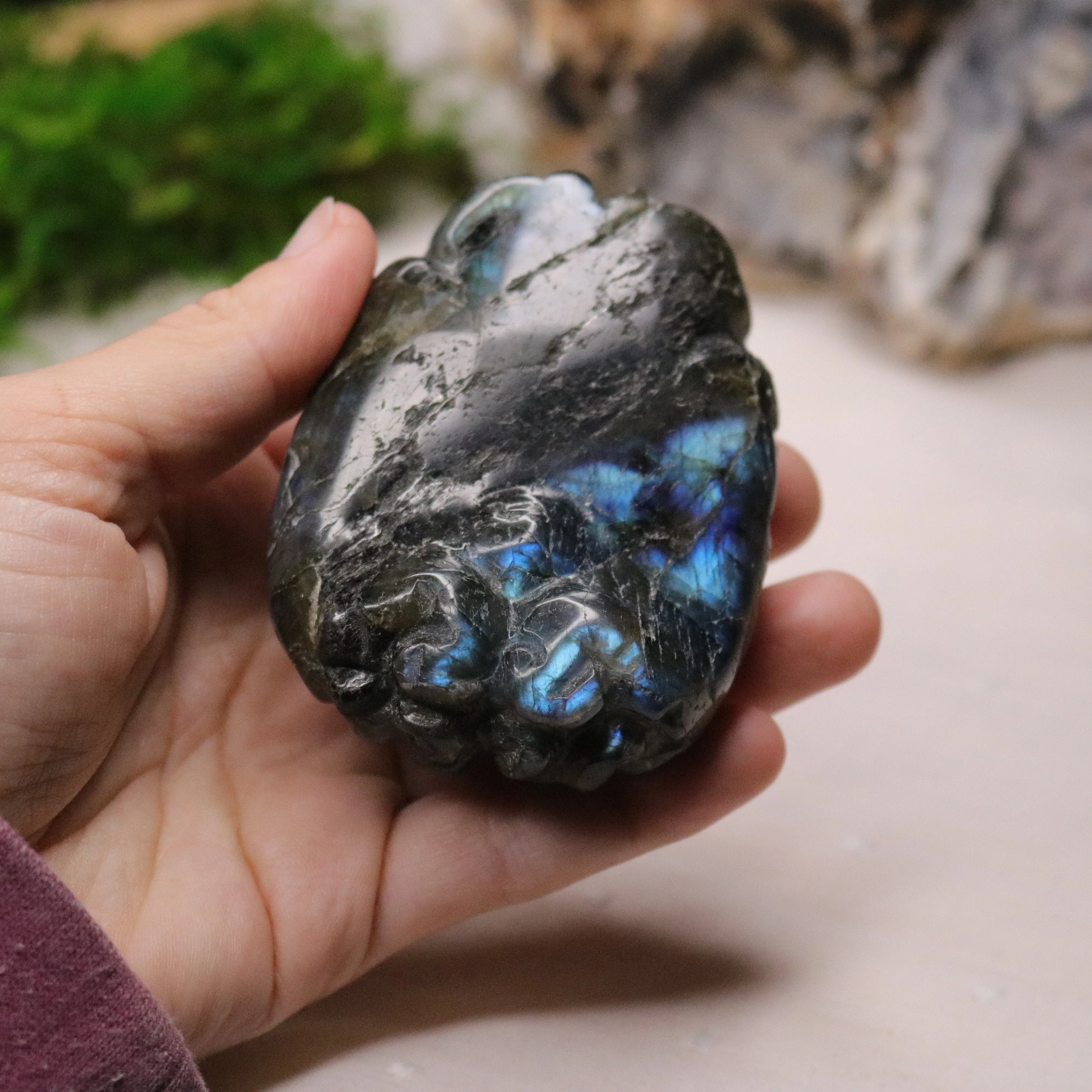 Flashy Labradorite Brain Carving ~ Very Unique for Meditation and Third Eye Activations