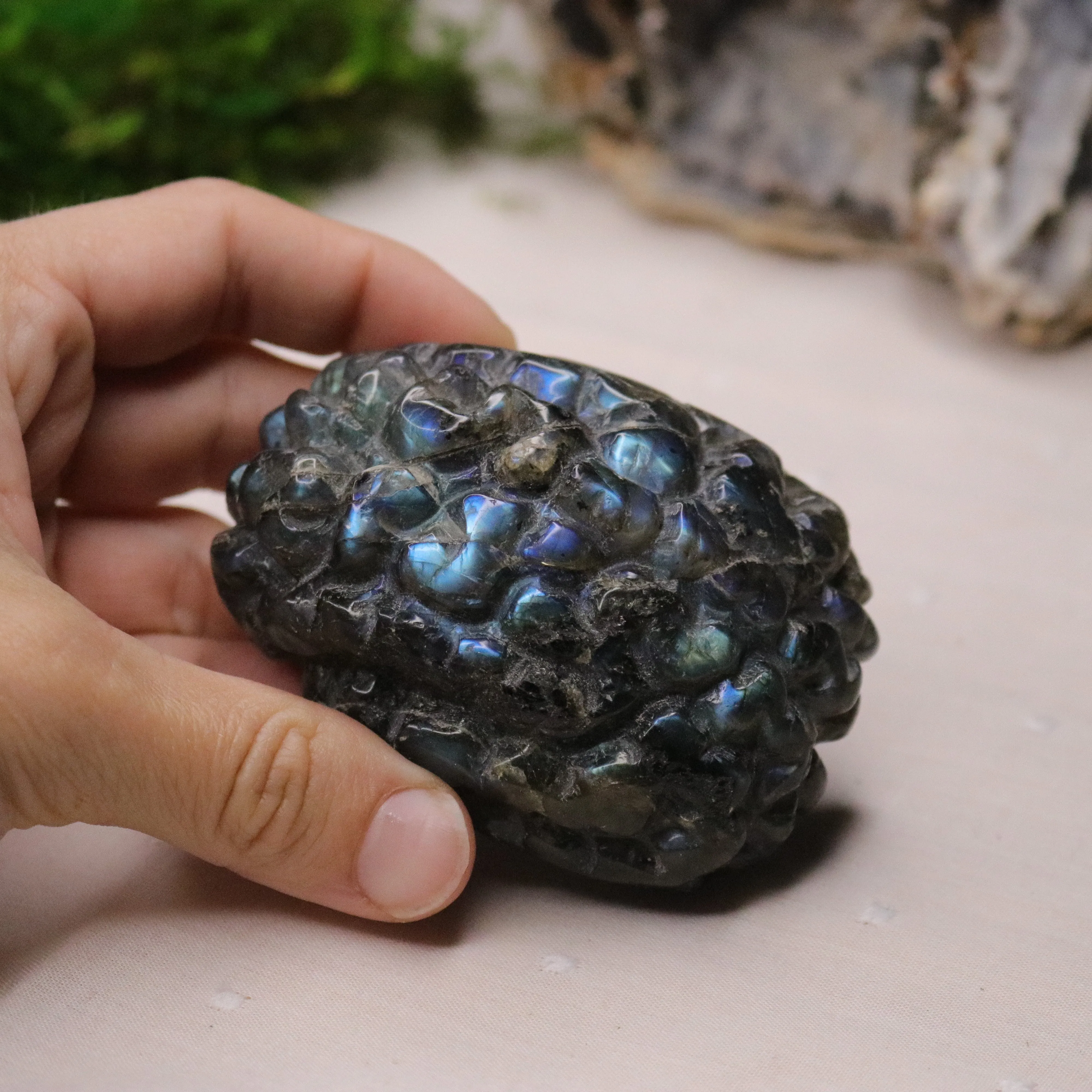 Flashy Labradorite Brain Carving ~ Very Unique for Meditation and Third Eye Activations