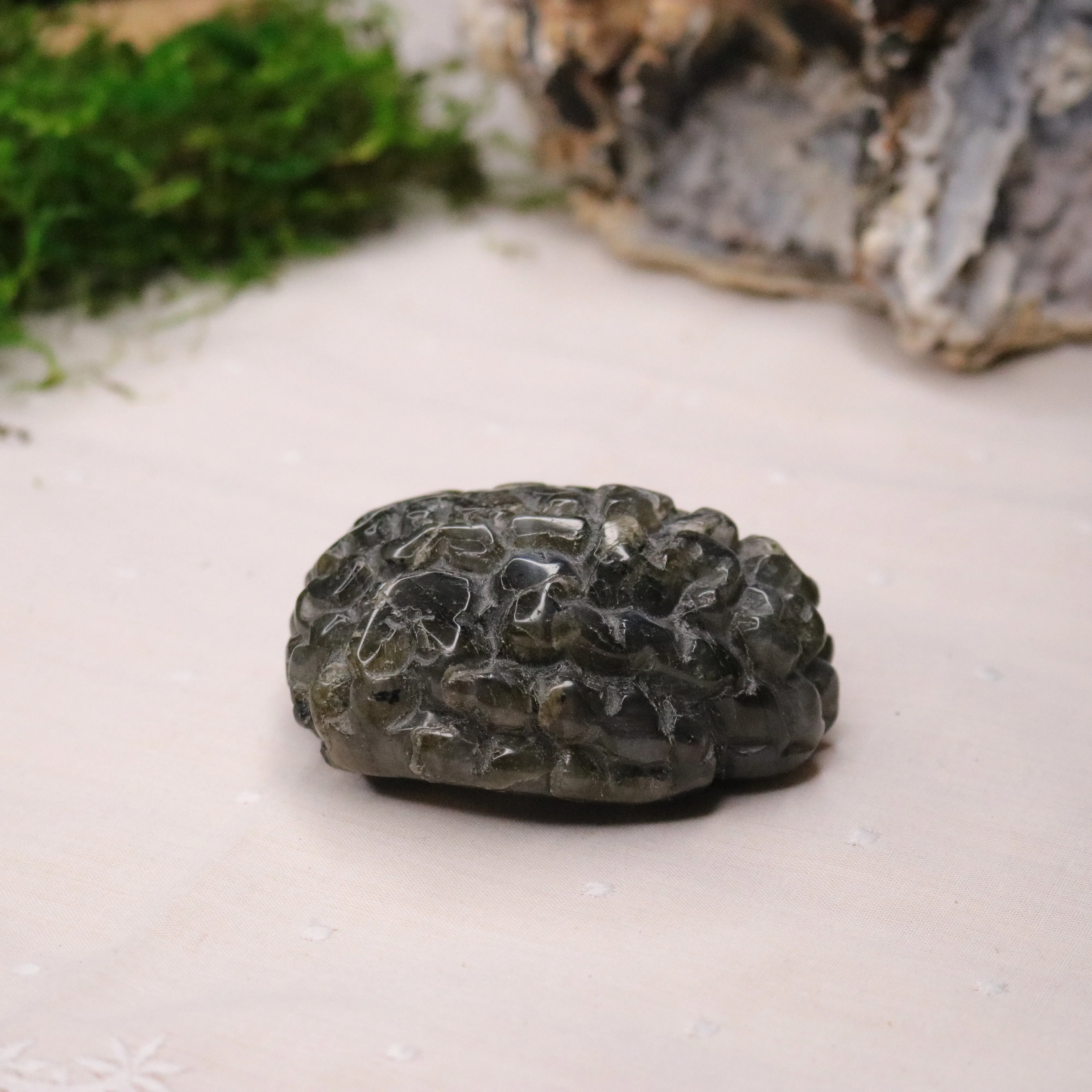 Flashy Labradorite Brain Carving ~ Very Unique for Meditation and Third Eye Activations