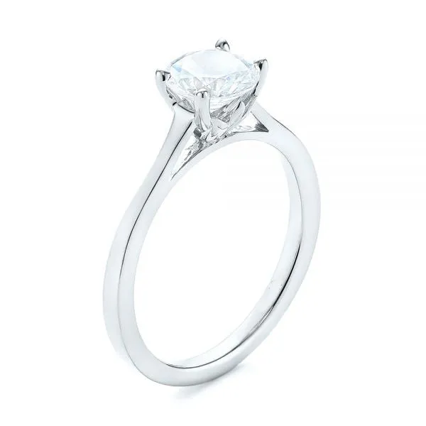 Four Prong Floral Solitaire Diamond Engagement Ring [Setting Only] - EC032 With 0.16 Carat Round Shape Natural Diamond