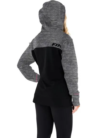 FXR Women's Pursuit Tech Pullover Fleece Black/Electric Pink