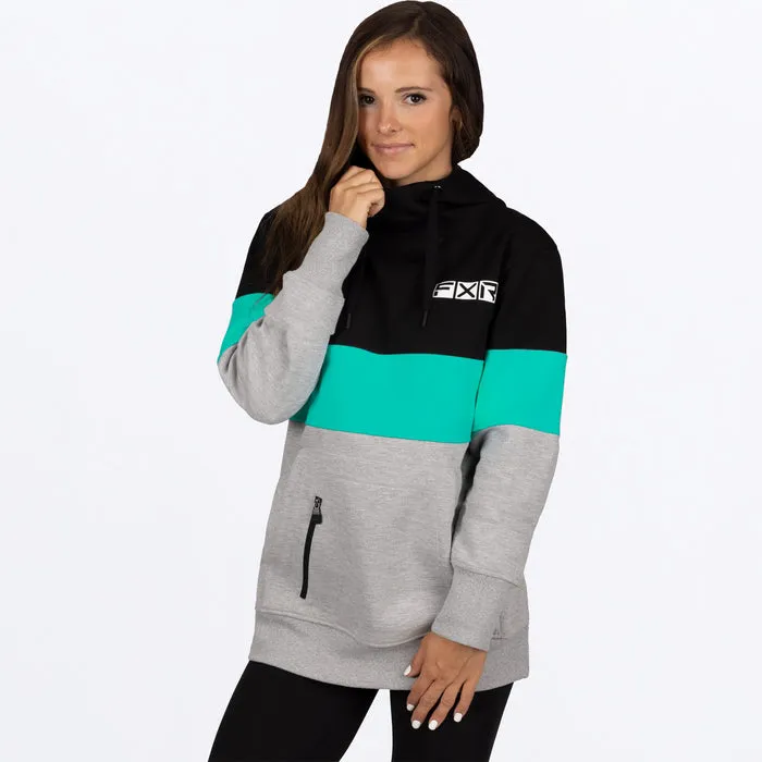 FXR Women's Stripe Pullover Fleece Grey Heather/Mint