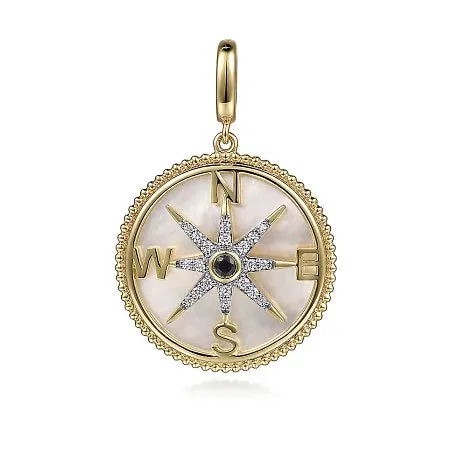 Gabriel 14K Yellow Gold Diamond Blue Sapphire Compass Pendant