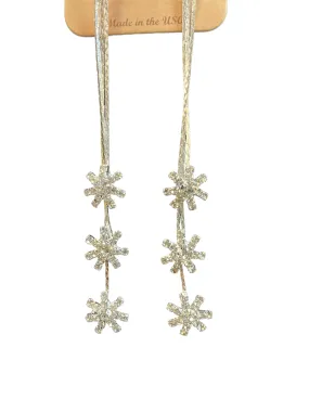 Gold or Silver Crystal Snowflake Dangle Earrings