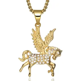 Gold-Plated Pegasus 316L Stainless Steel Hip-hop Pendant Necklace