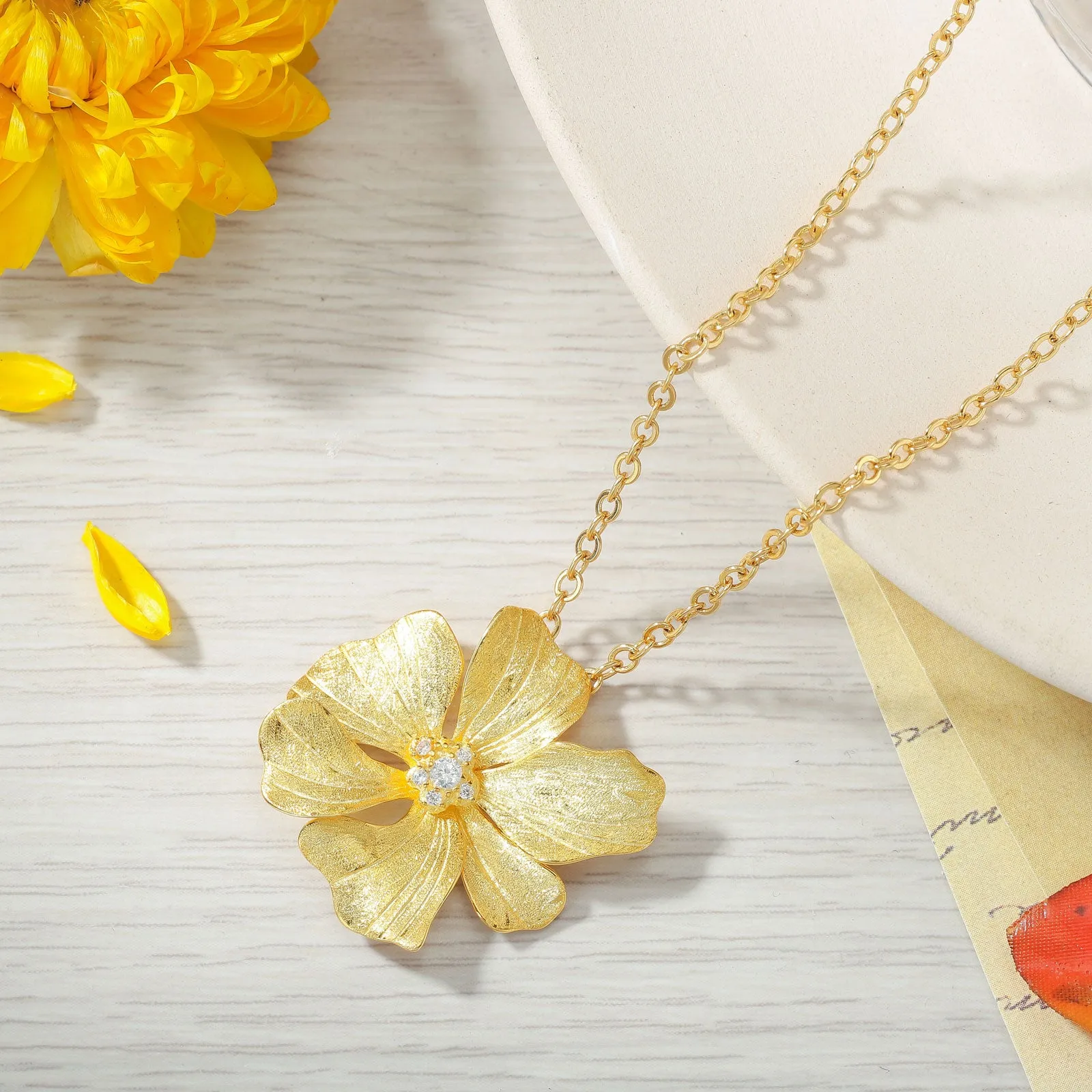 Golden Peony Necklace