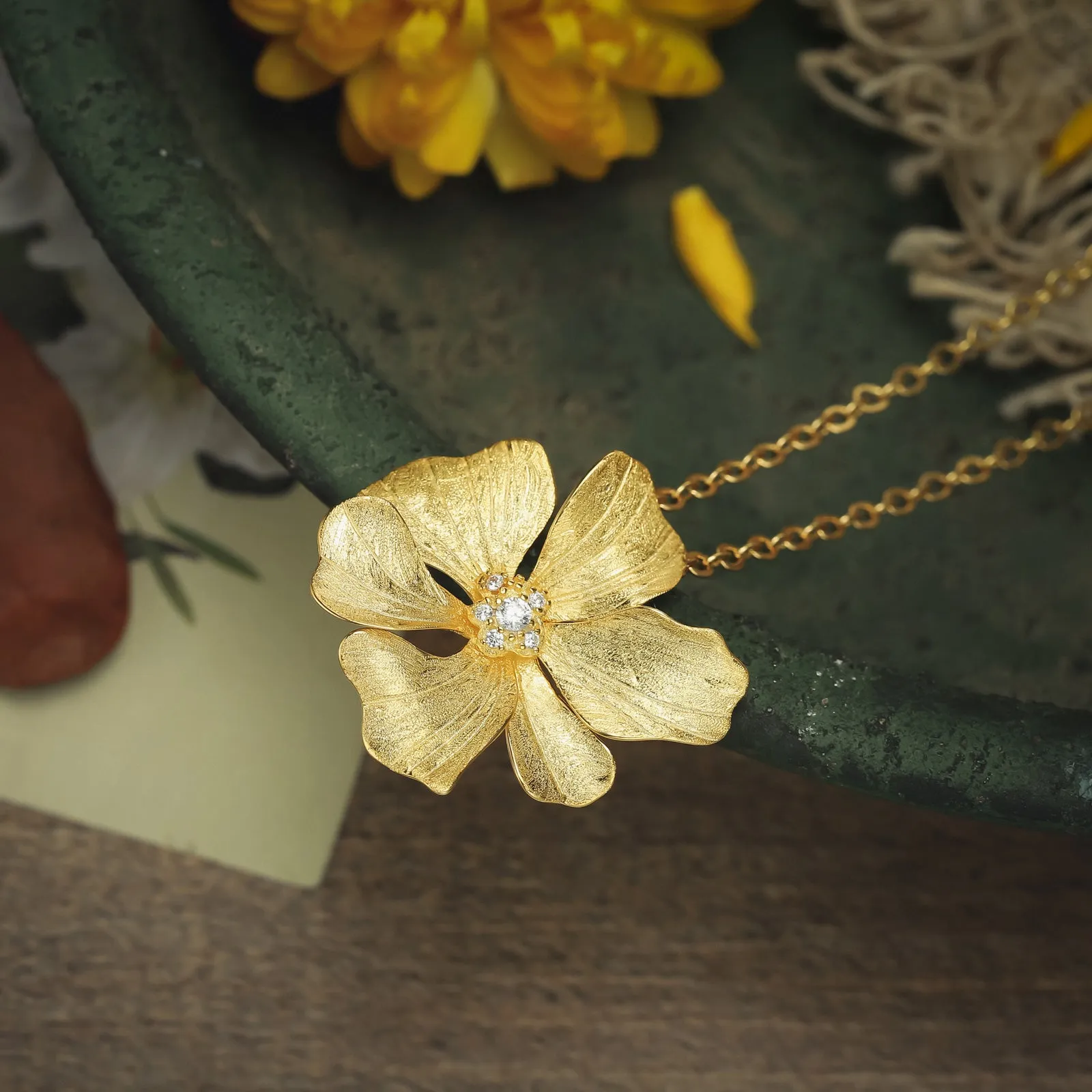 Golden Peony Necklace