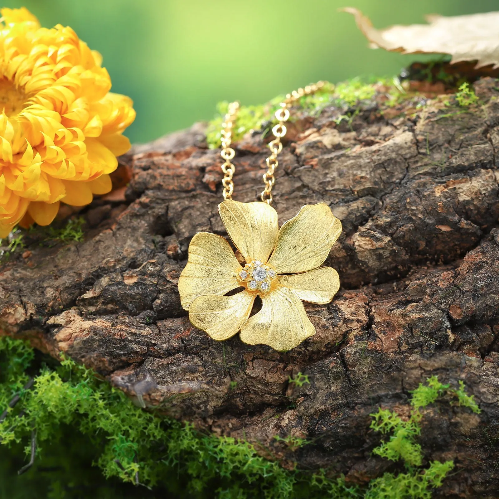 Golden Peony Necklace